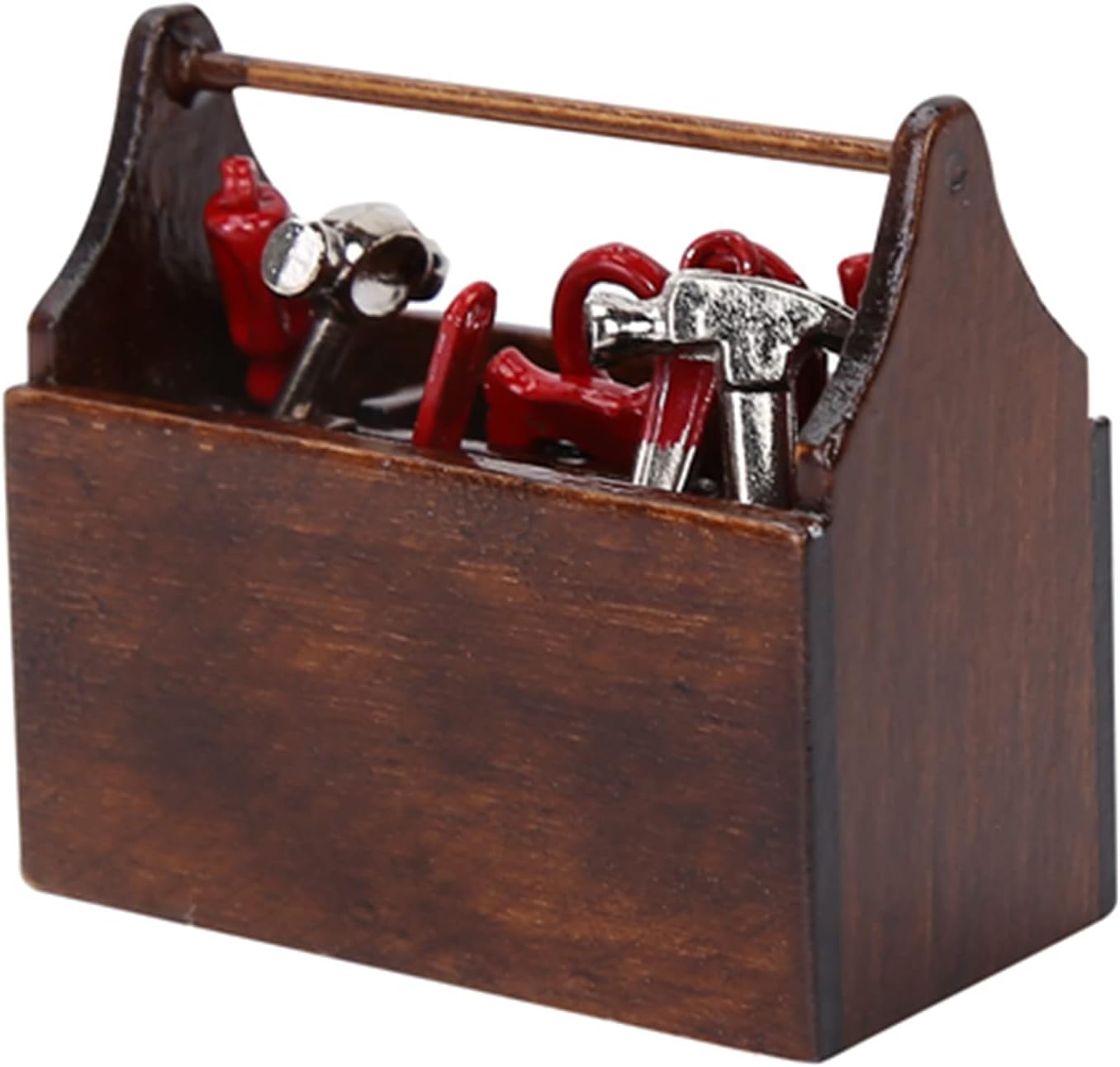 Joyzan Doll House Toolbox, 1:12 Miniature Tool Box Mini Wooden Model Simulation Decorative Ornaments Decor Repair Work with 8pcs Metal Tools Set for Scale Dollhouse Accessories Girls Pretend Play