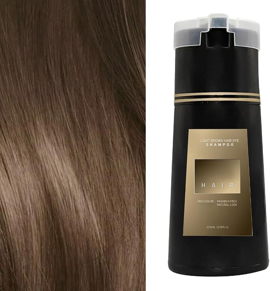 3 in 1 Nova Hair Dye Shampoo for Men and Women – Natural Plant Herbs Instant Dye – Safe & Easy to Use Hair Colorant (Light Brown)
