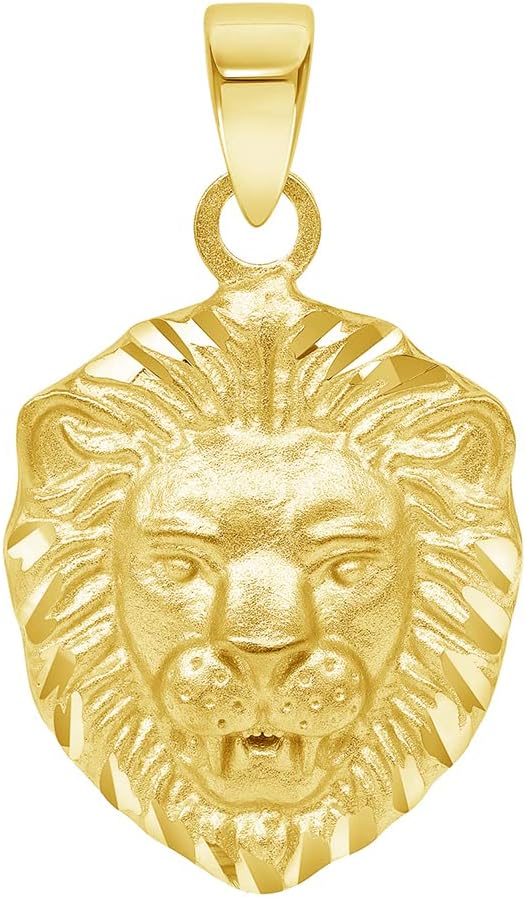 Jewelry America 14k Yellow Gold Mini Lion Head Charm Animal Pendant Necklace - Image 2