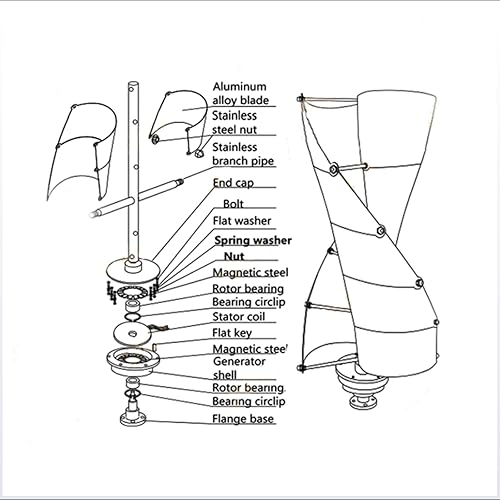 Miniatura 7 de 8000W turbina de viento vertical, generador de imán permanente 3 fase 12V 24V 48V generador de turbina de viento silencioso, 48V