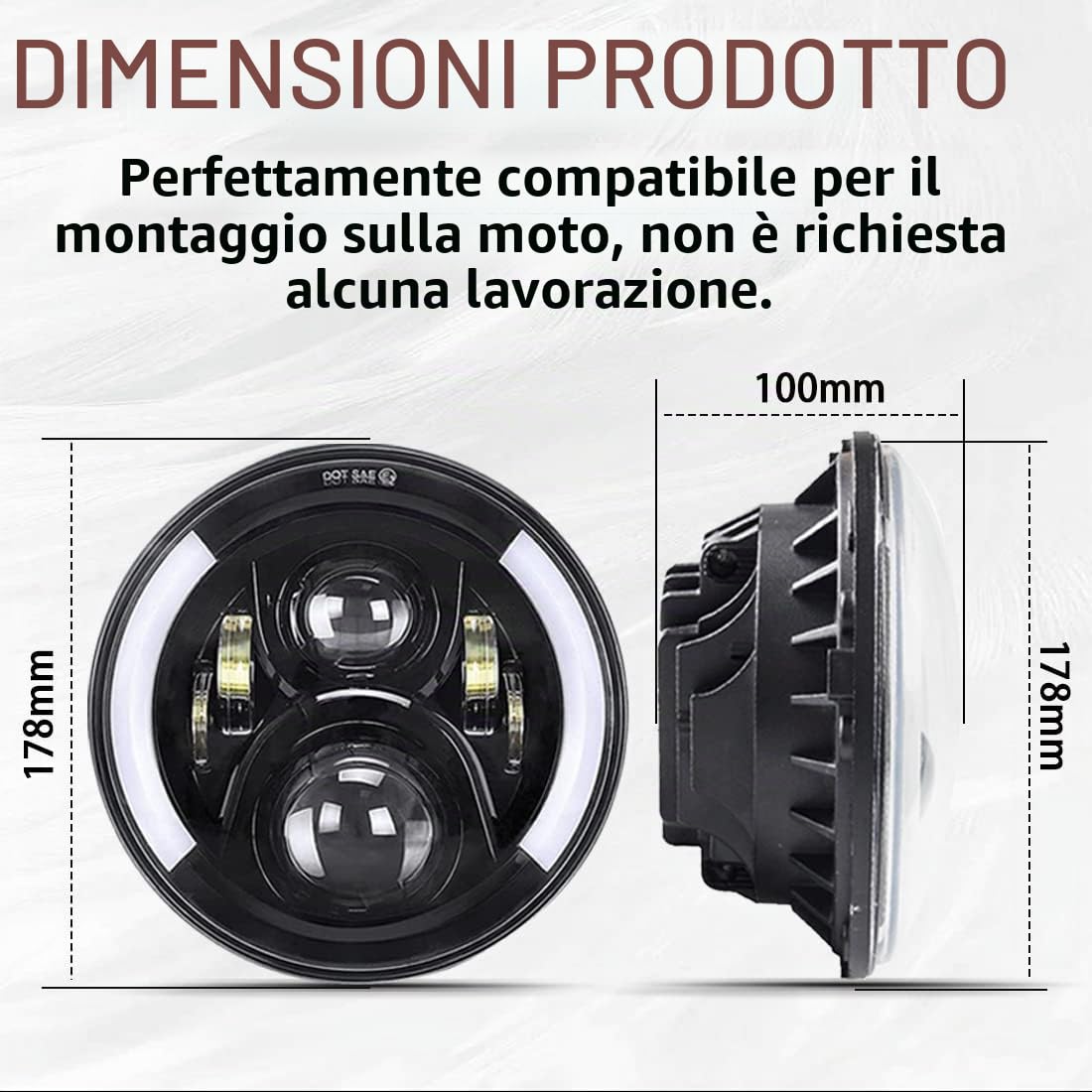 Fanale a LED da 7 pollici DRL Indicatori di direzione per moto