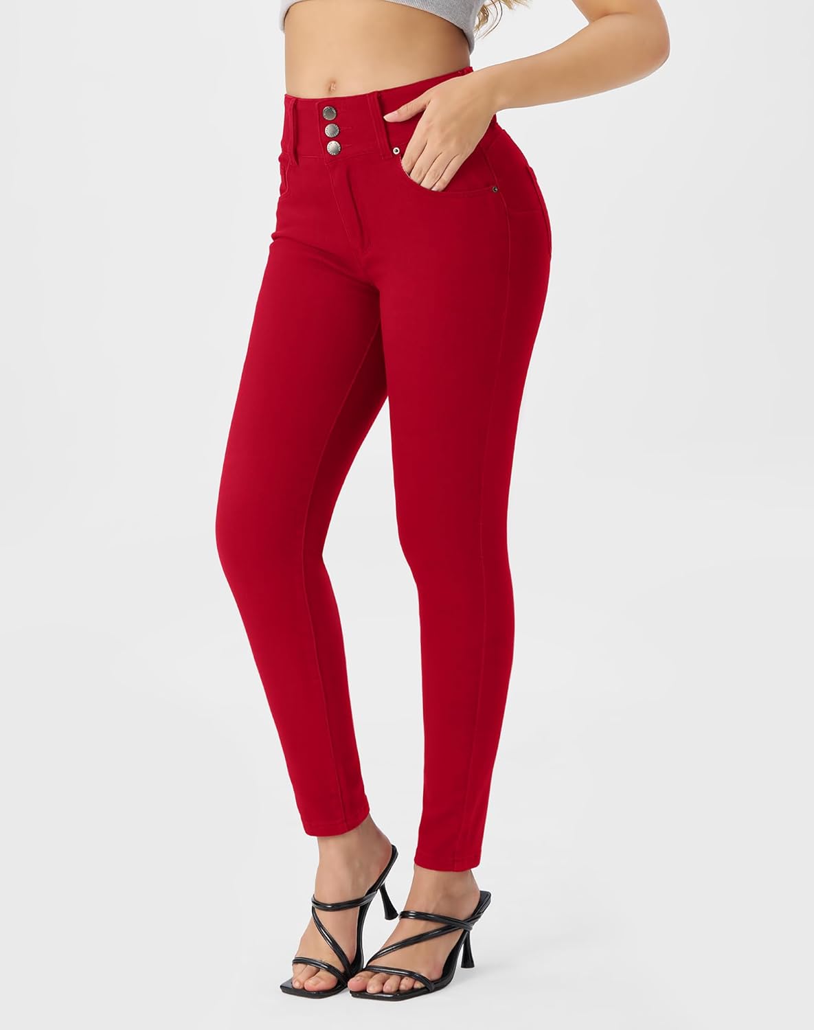 roswear Women’s High Waisted Stretchy Skinny Curvy Jeans Tummy Control Jeggings - Image 2