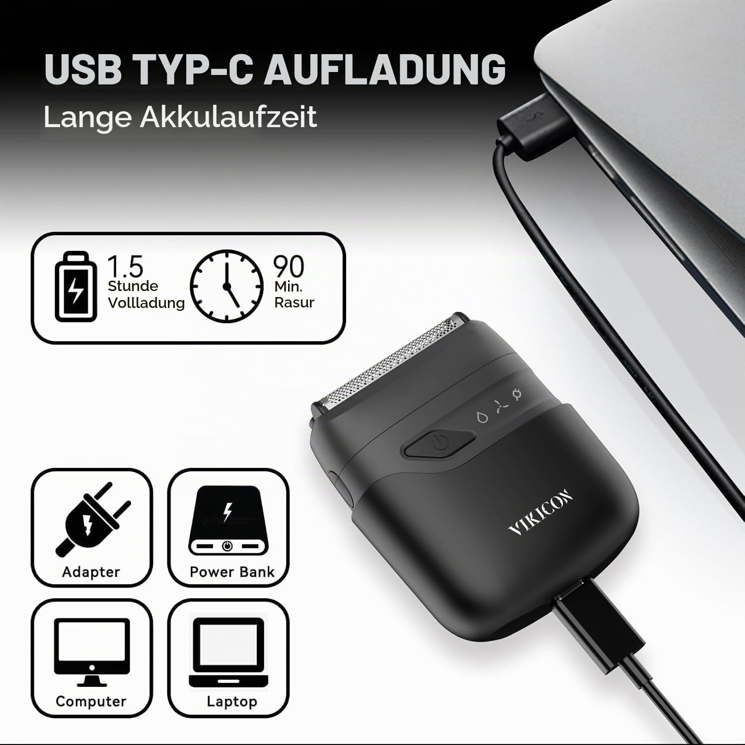 VIKICON Folienrasierer Herren, Mini Rasierer Herren Elektrisch