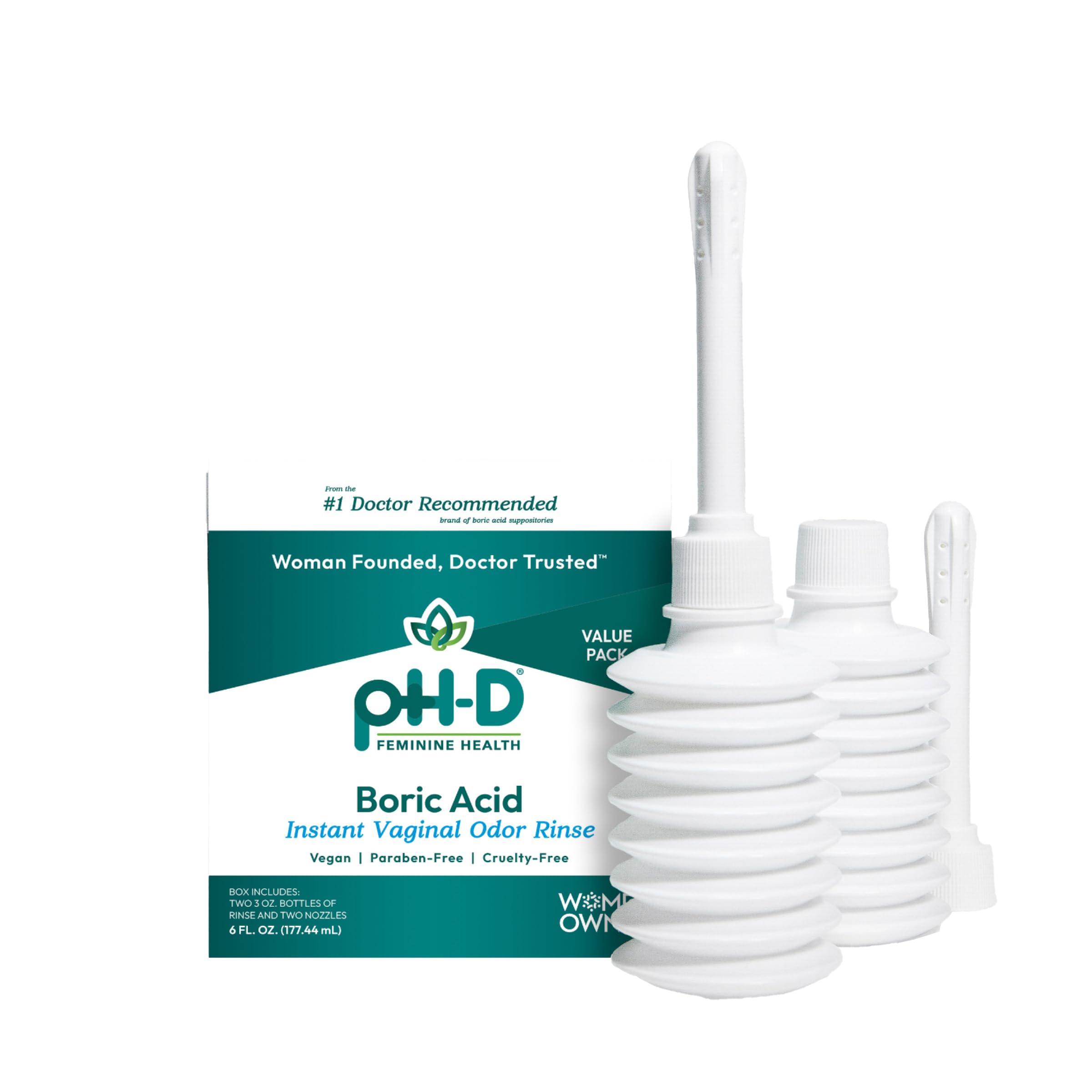 pH-D Feminine Health Support - Instant Odor Rinse with Boric Acid for l Odor - Vegan, Paraben-Free, Cruelty-Free, 6 Fl Oz Total, (3 Fl Oz, Pack of 2)