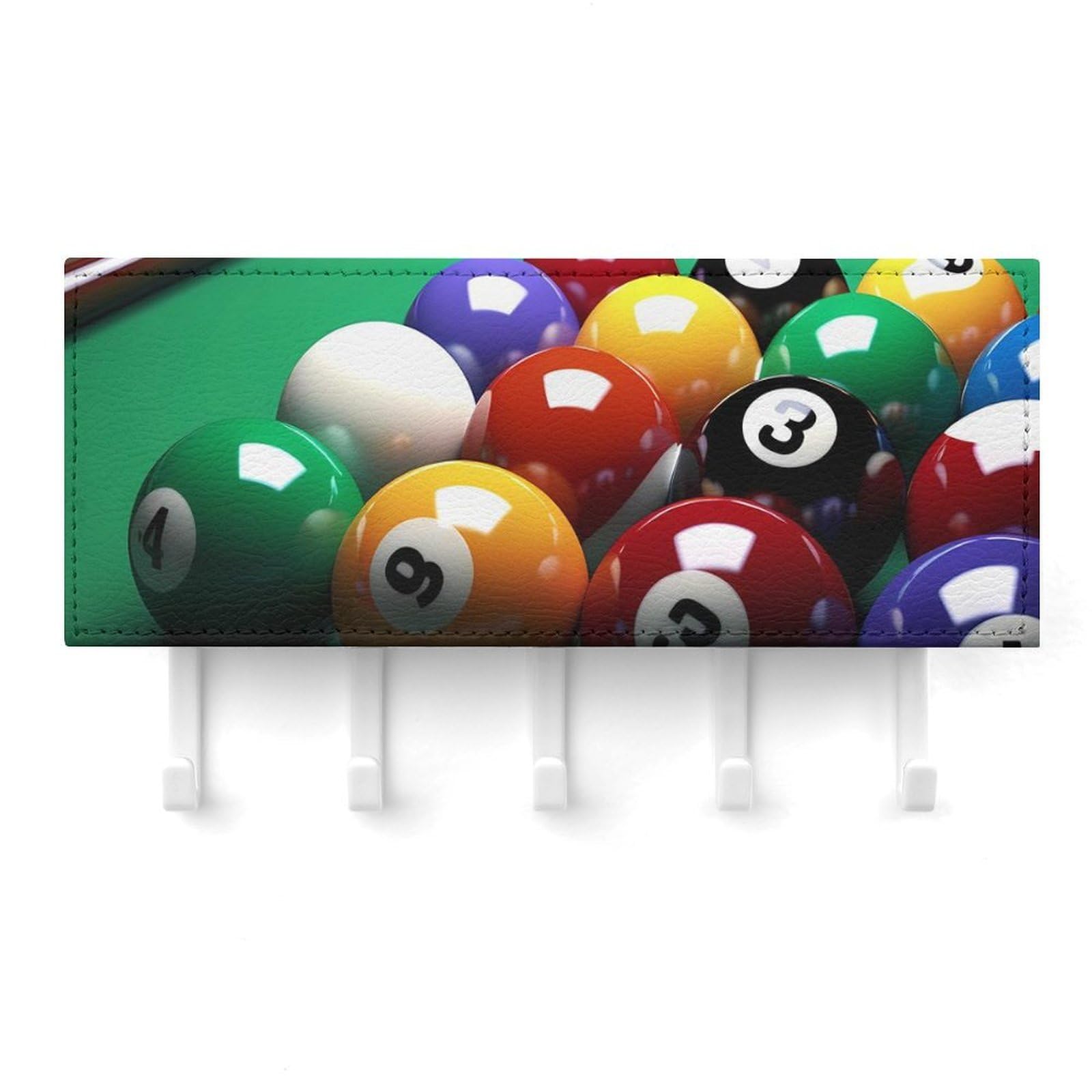 QMNLKH Billiards Wall Mounted Key Rack for Home, No Drilling Key Holder with 5 Hooks, Self Adhesive Keys Chain Organizer for Hallway, Keys Hanger Shelf for Office, Doorway White