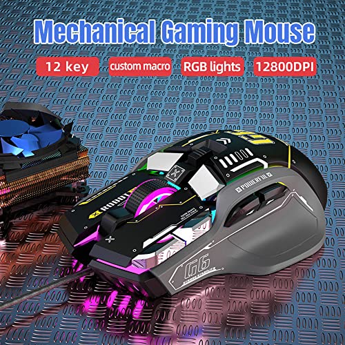 Image of LJFLYXRI Ergonomic Gaming Mouse - Customizable, Comfortable, and Precision-Driven, Wired RGB Gamer Mouse with 10 Programmable Buttons for Ultimate Gaming Experience (Black)