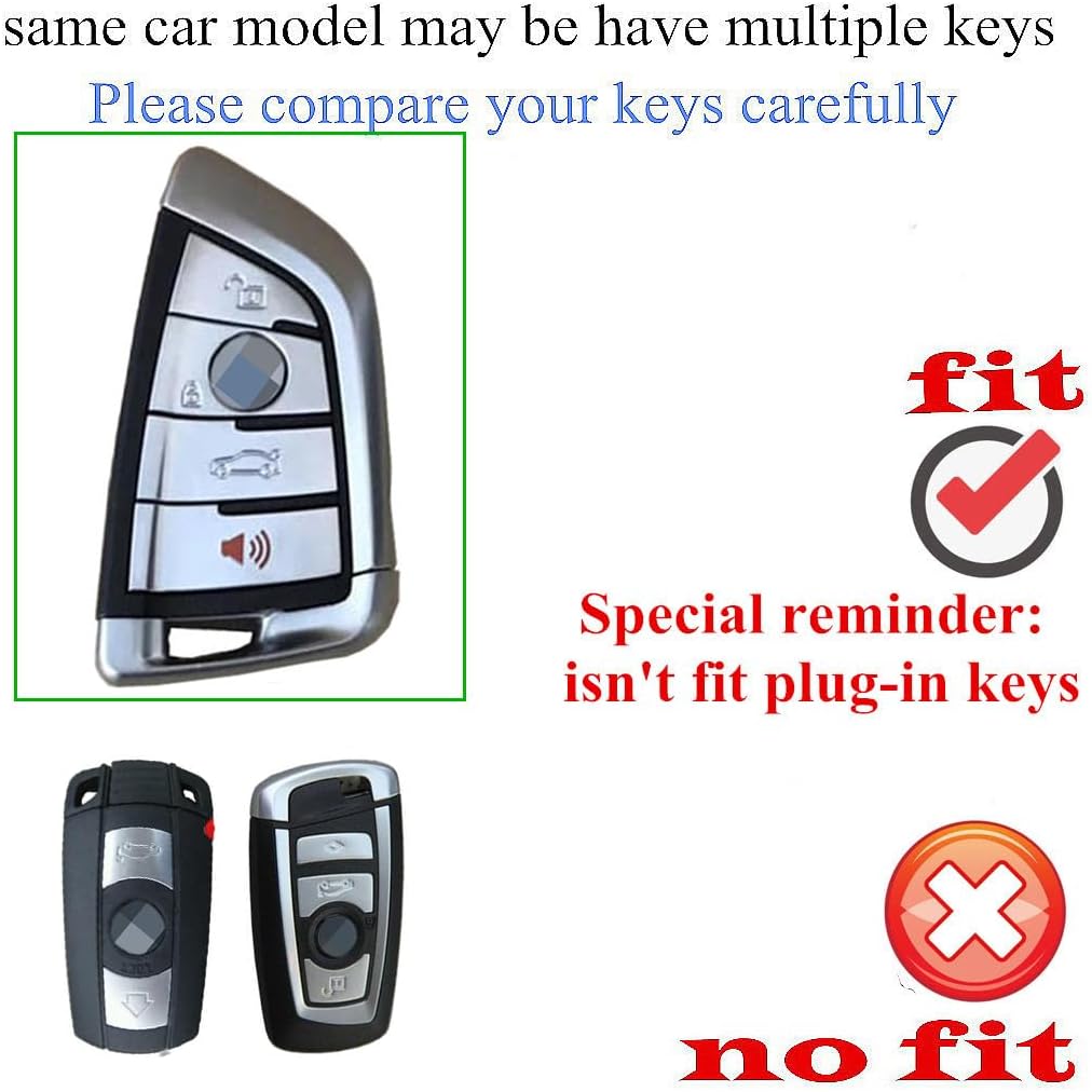 Genuine Leather Compatible with BMW key fob cover fit 2018 2023 X1 X3 X5 X6 X73 5 7 Series accessories keychains (Black) - Image 3