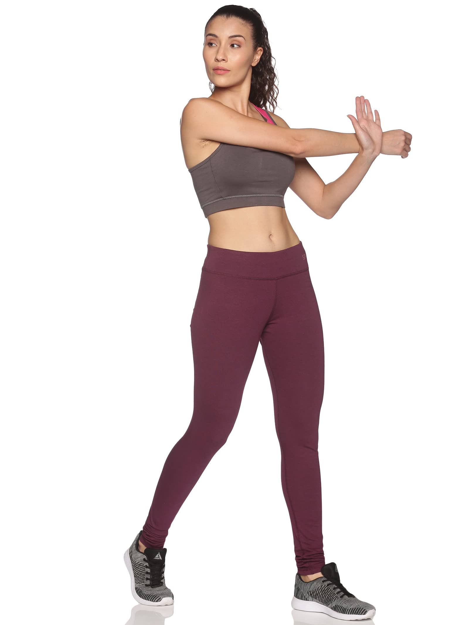 Organic Bamboo Yoga Pants for Women- 100% Organic Bamboo and Cotton Fibre - Wine Red - L-image-11