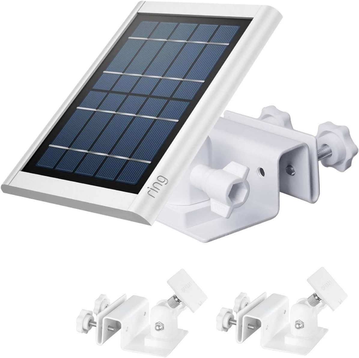 Gutter Mount for Ring Solar Panel, No-Drill Mount for Arlo, Eufy, Reolink Solar Panel for Maximum Sunlight Exposure (White, 2 Pack)