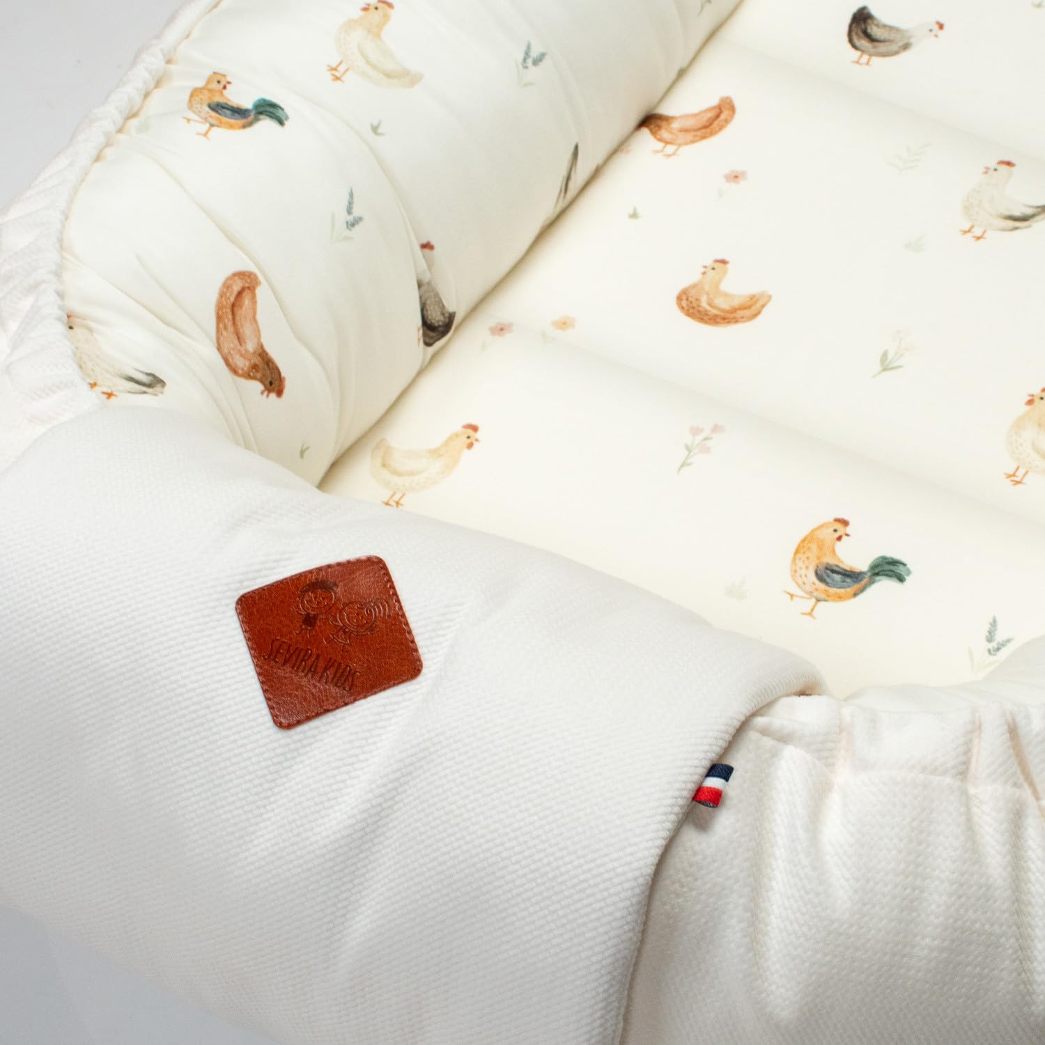 Sevira KIDS – Funda reductora de cama acolchada y reversible, GALLINA Made in France 0-9 meses