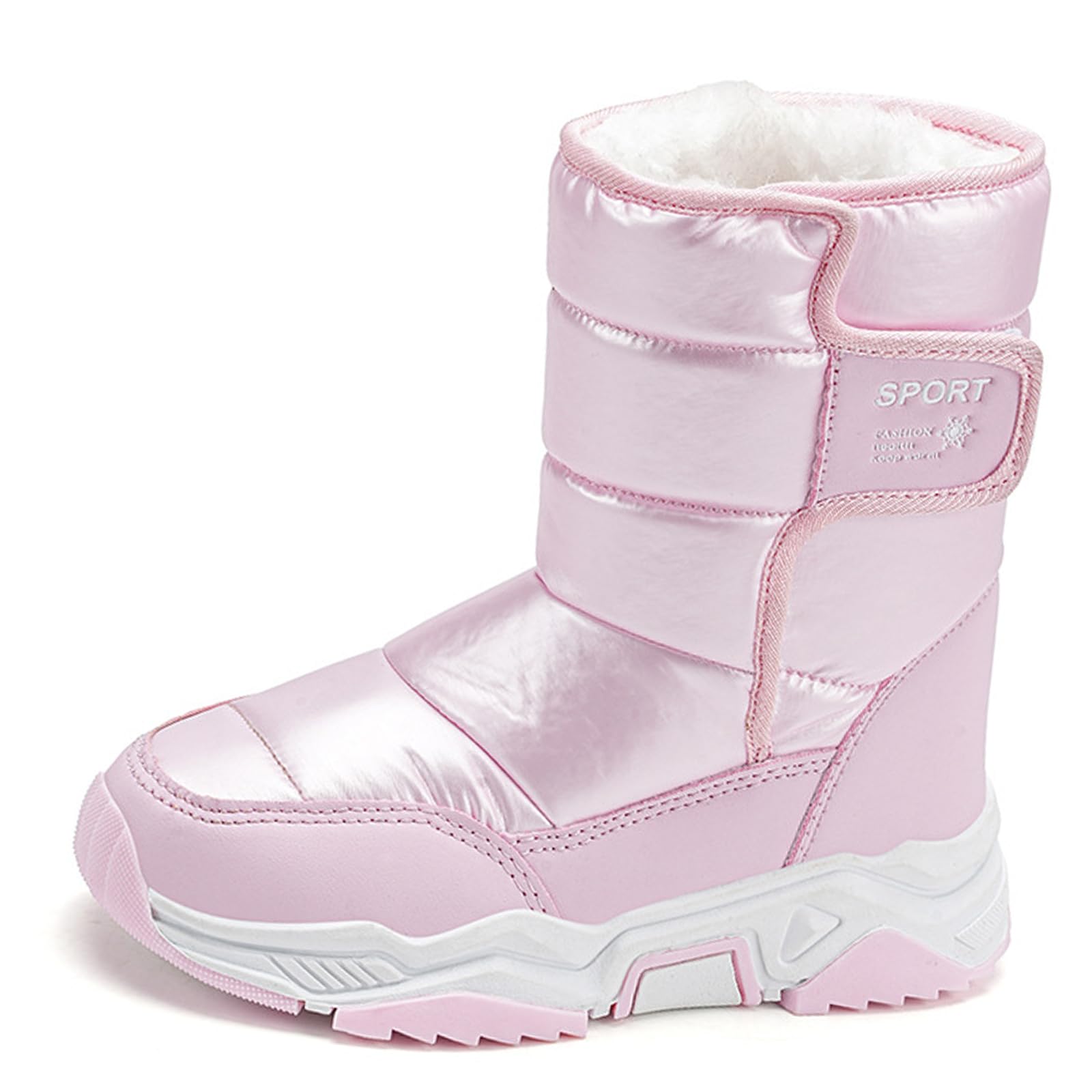 Padded Fur Snow Boots For Girls Winter Cold Weather Waterproof Lug-Sole Non Slip Warm Boots For Outdoor Adventure