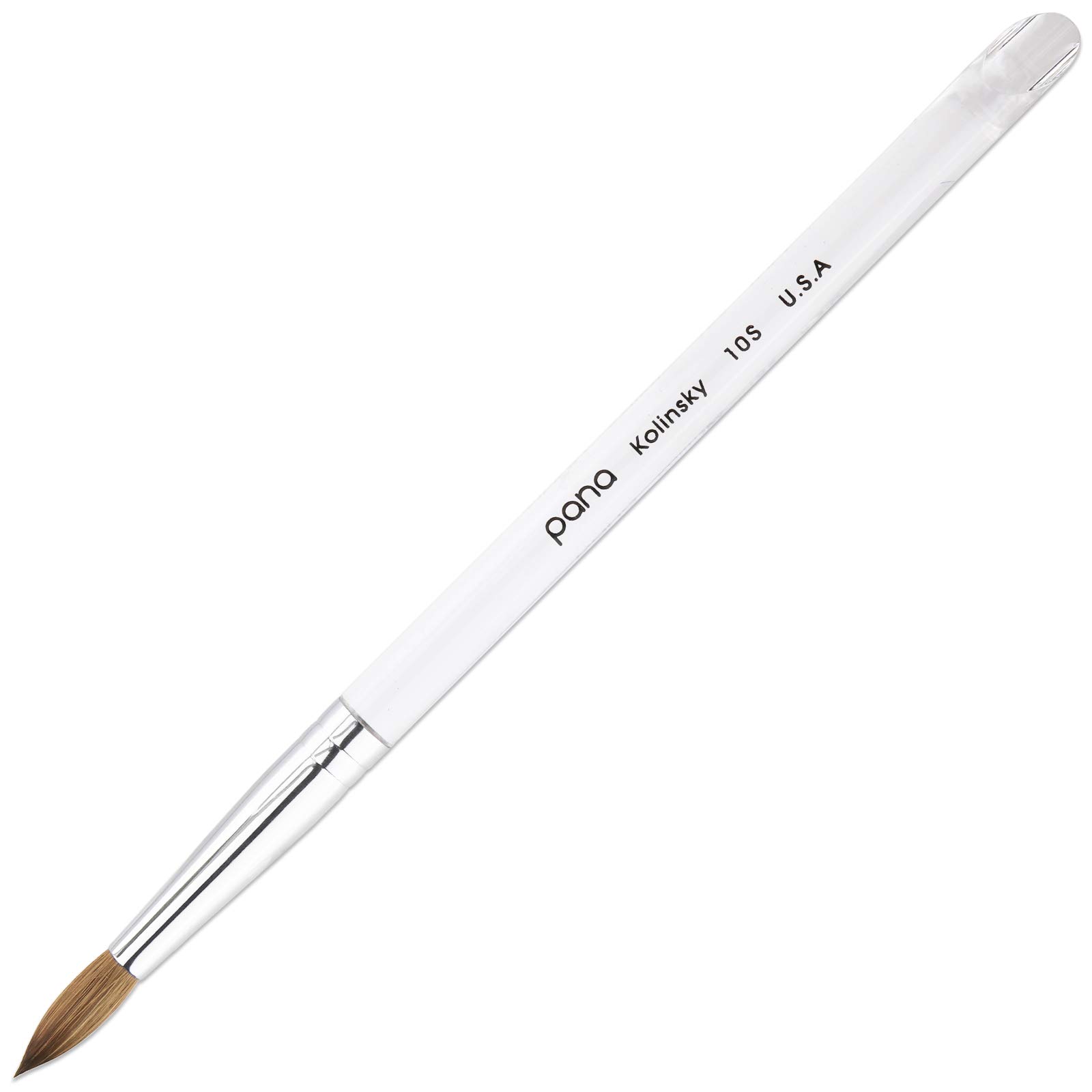 (Size 10, Clear) - PANA Pure Kolinsky Hair Acrylic Nail Brush - Round Clear Acrylic Handle (Size 10) - Nail Brush for Acrylic Nail Application, Nail Extension, Manicure Pedicure Salon Beginner and ...