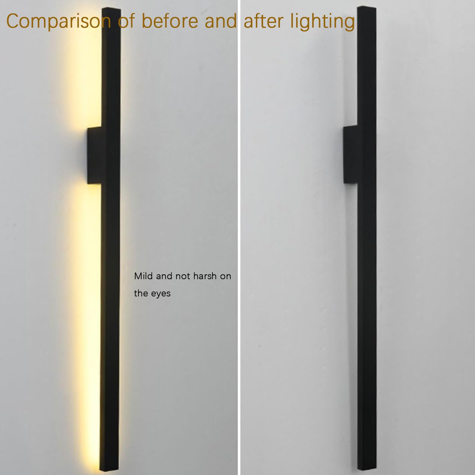 Wandleuchte für den Außenbereich, IP65 mit LED, moderne Veranda, Veranda, Innenbereich, Schwarz, 200 cm, für Garten, Bureau, Skalier, Allée (80 cm, Chau)