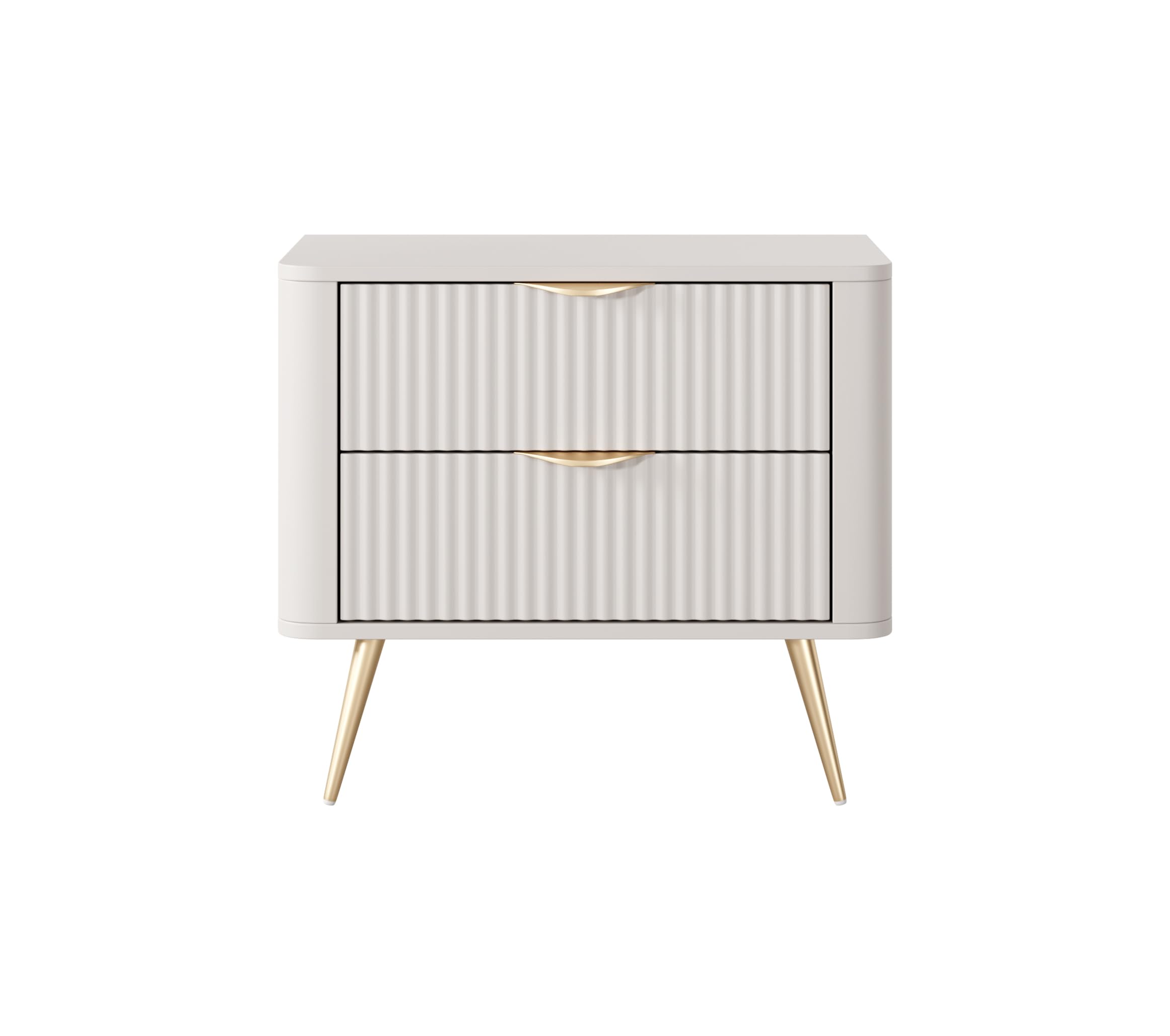 3E 3xE living.com Comodino con due cassetti, colore: Cashmere Gambe dorate,