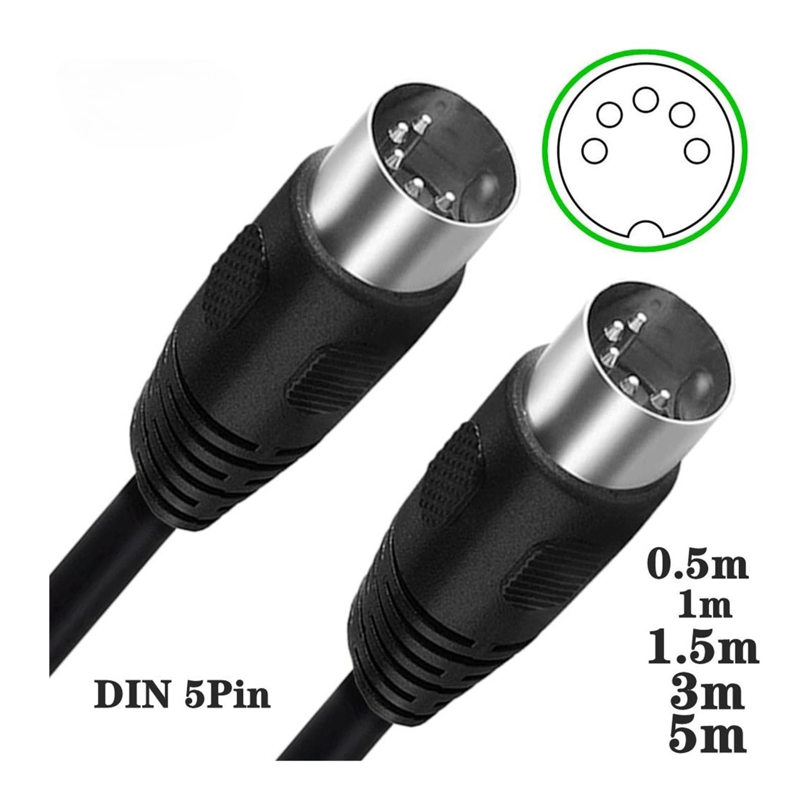 Spina MIDI DIN 5 Poli Maschio-maschio A 90° | Cavo di prolunga audio DIN a 5 pin 0,5 m 1 m 1,5 m 3 m 5 m(DIN 5pin Male-Male,5M)
