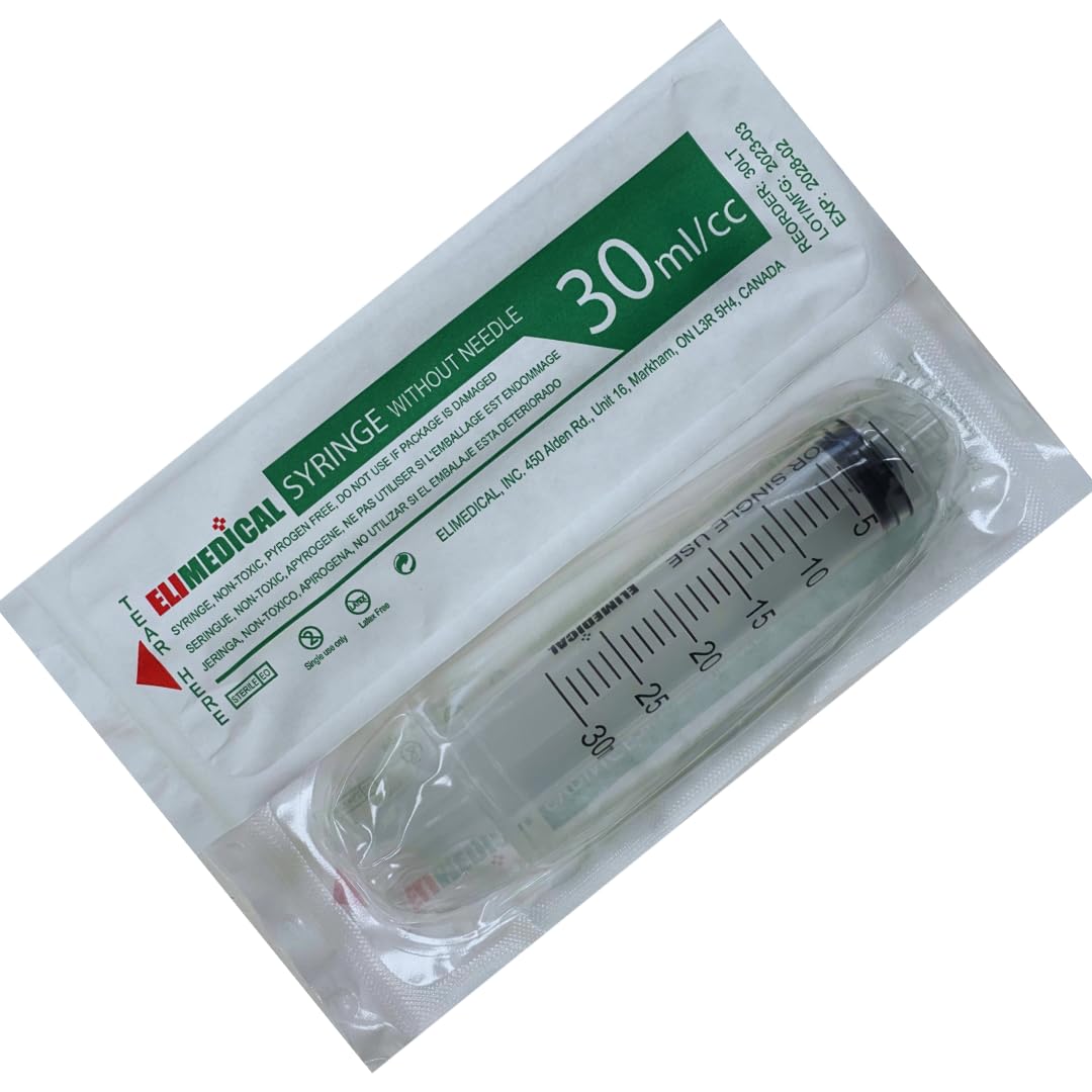 Elimedical Veterinary Syringe Without Needle, Luer Lock 30cc 25pcs/box 30LT