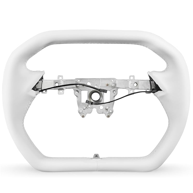 Volante Yoke ZIMABLUE White Cyber Truck com Aquecimento para Tesla Model 3 Highland 2024–2026, couro Nappa branco, 28 cm