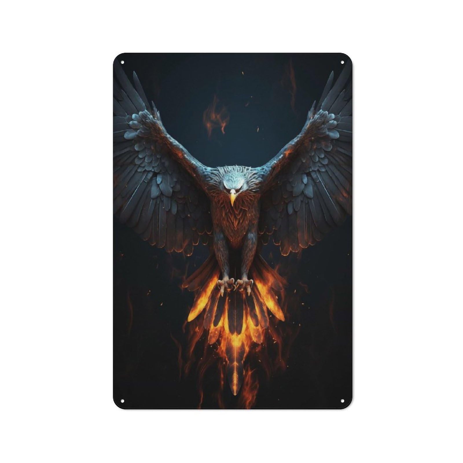 Junmoney Style-4 Country Country Metal Sign 30X20cm Featuring Mythical Phoenix, Rustic Kitchen Decor For Cottage, Kitchen, Hallway Or Breakfast Nook