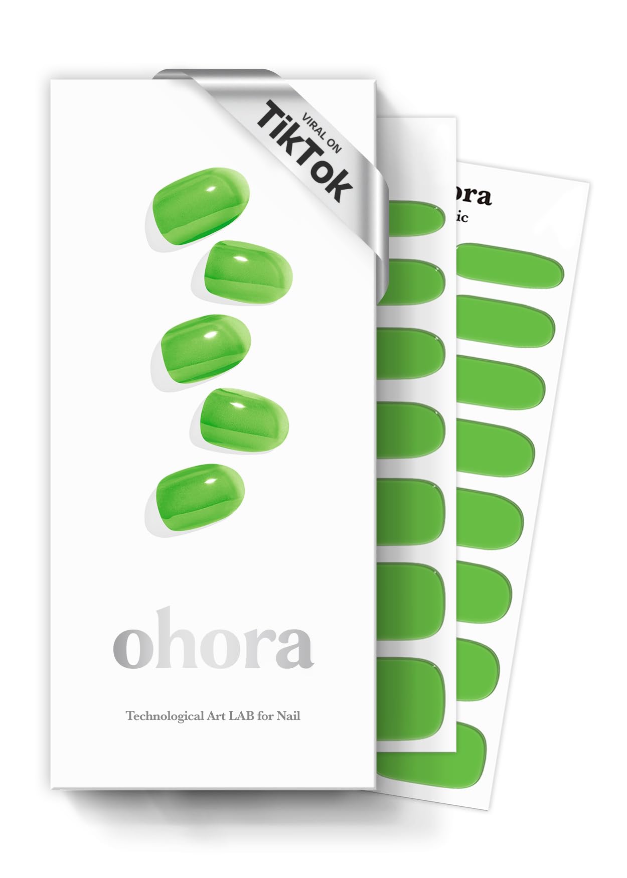 ohora Semi Cured Gel Nail Strips (N Tint Tree) - Green, Tint, Works with Any UV/LED Nail Lamps, Salon-Quality, Long Lasting, Easy to Apply & Remove - Includes 2 Prep Pads, Nail File & Wooden Stick