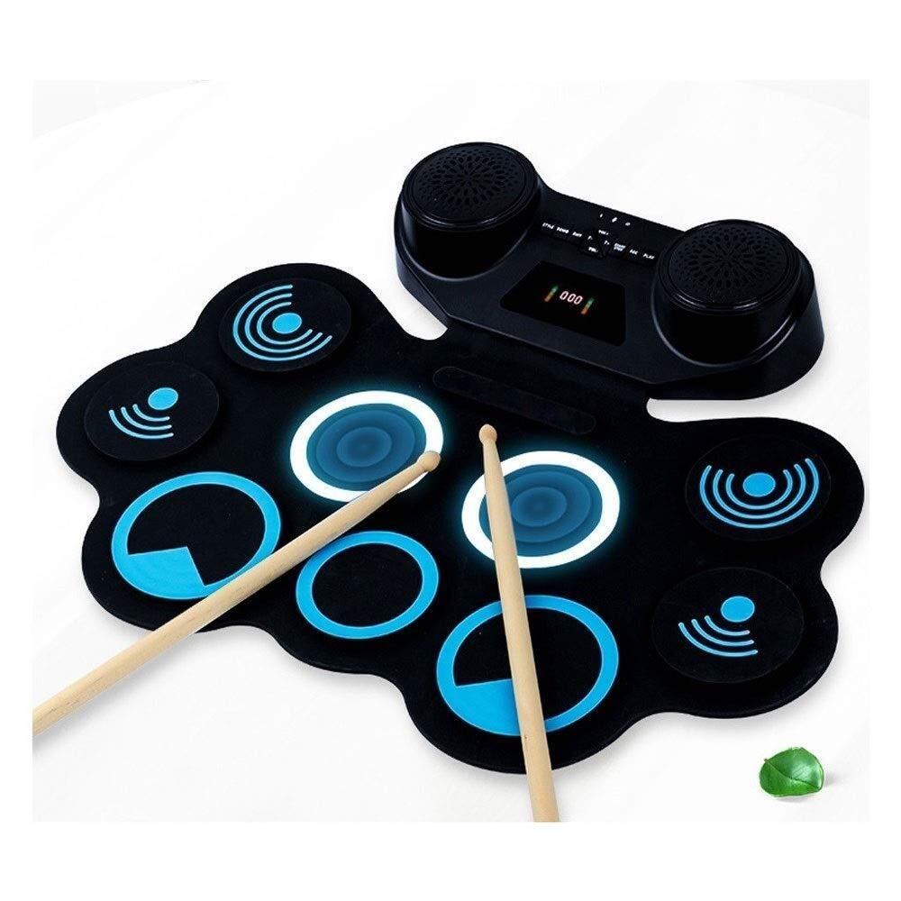 Electric Drum Set Portable Electronic Roll Up Drum Set, Youqian Digital Pad Foldable Practise Electronic Drum Set Musical Instrument for Kids