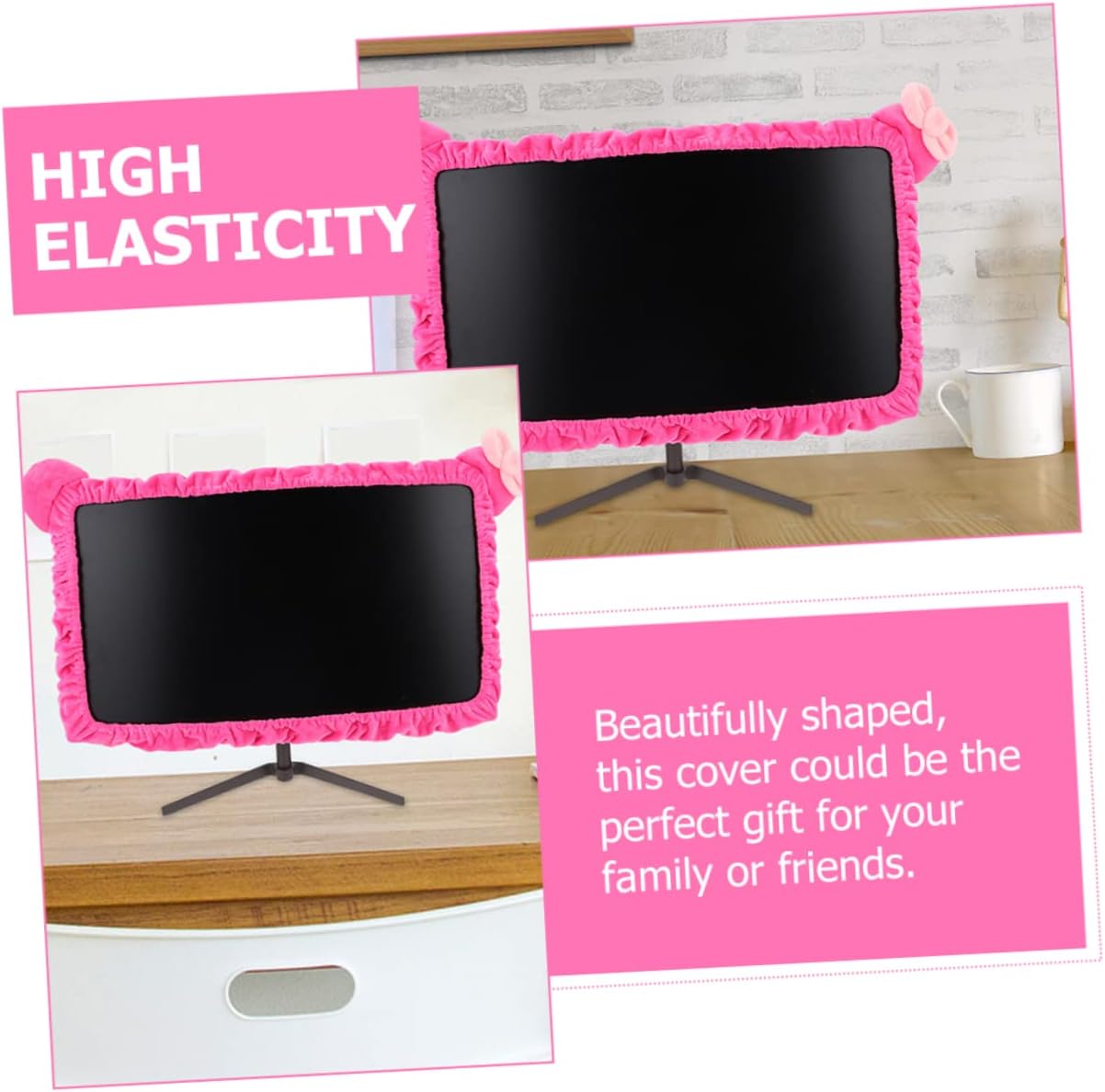 KOMBIUDA Computer Cover 2pcs Monitor Covers Elastic 20-32 Inch Dust Heat Shield Long Lasting Family-friendly Design