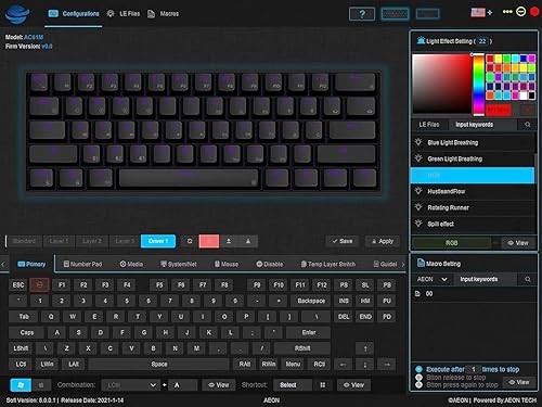Miniatura 8 de AEON - Teclado para juegos AC61M RGB para juegos, funda de aluminio de 61 teclas, dos puertos USB-C, tecla PBT intercambiable en caliente