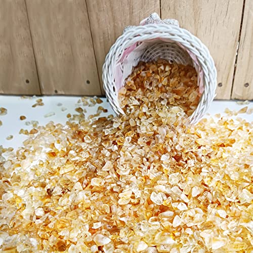 Image of Reiki Crystal Citrine Chips Stone for Vastu Natural Clear Citrine Chips for Aquarium Home Decor Garden Table Decor Stones Pebble Reiki Gemstones 1 Kg
