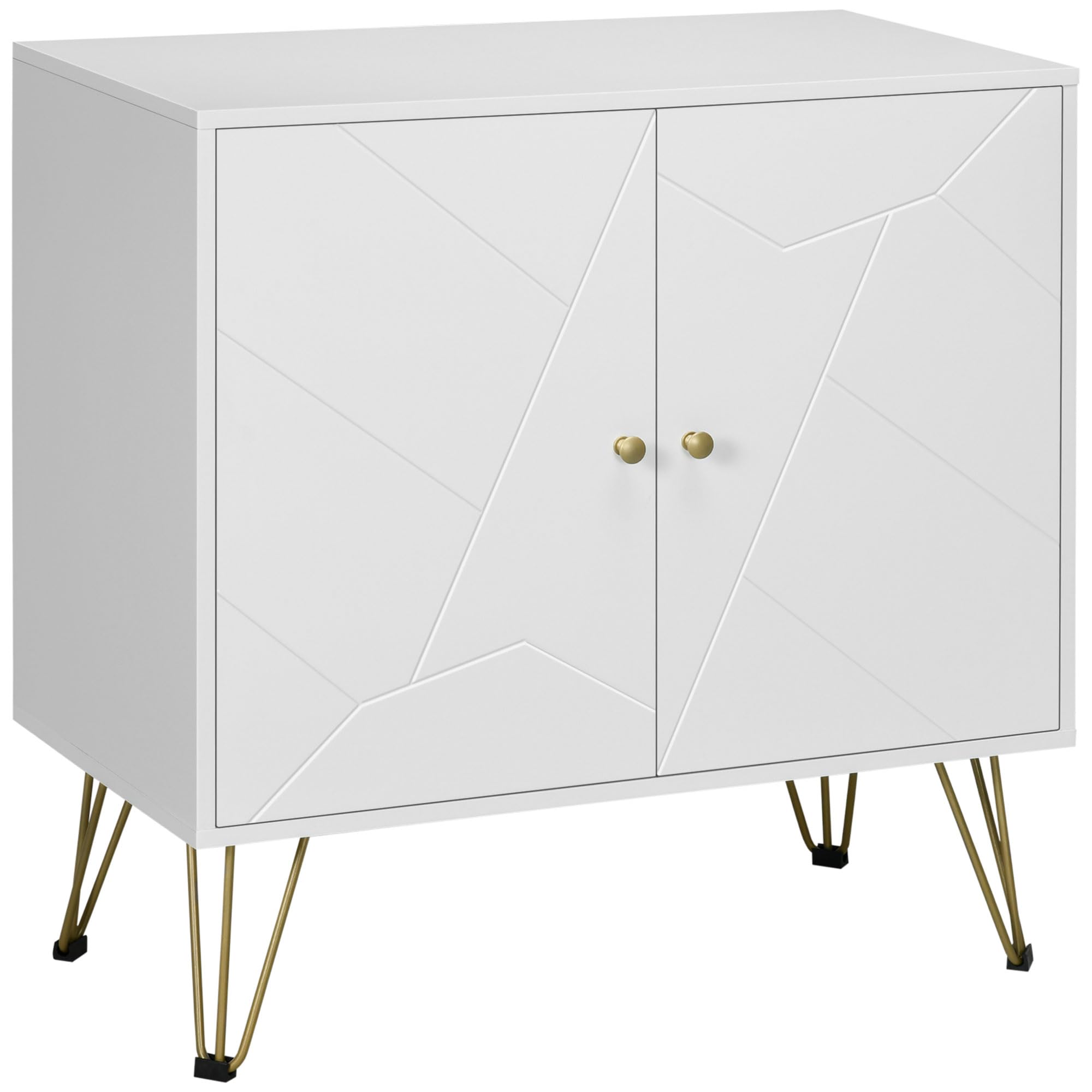 HOMCOM Modern Storage Cabinet, Golden Hairpin Legs, Freestanding, White