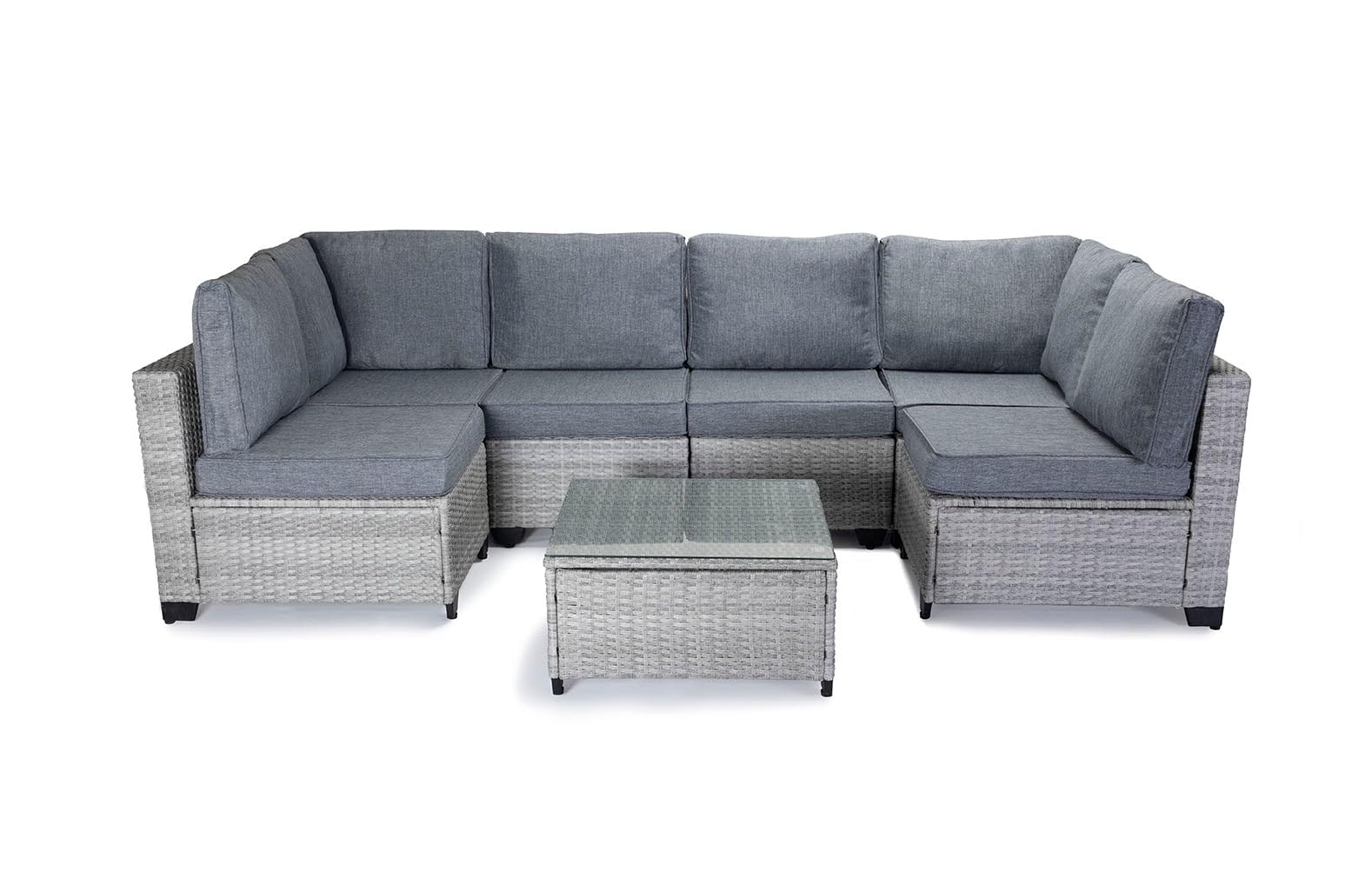 S & S Saldos y Stocks Conjunto de Sofas de Exterior en Ratan PE, 7 Piezas. Muebles de Jardin y Terraza, Gris
