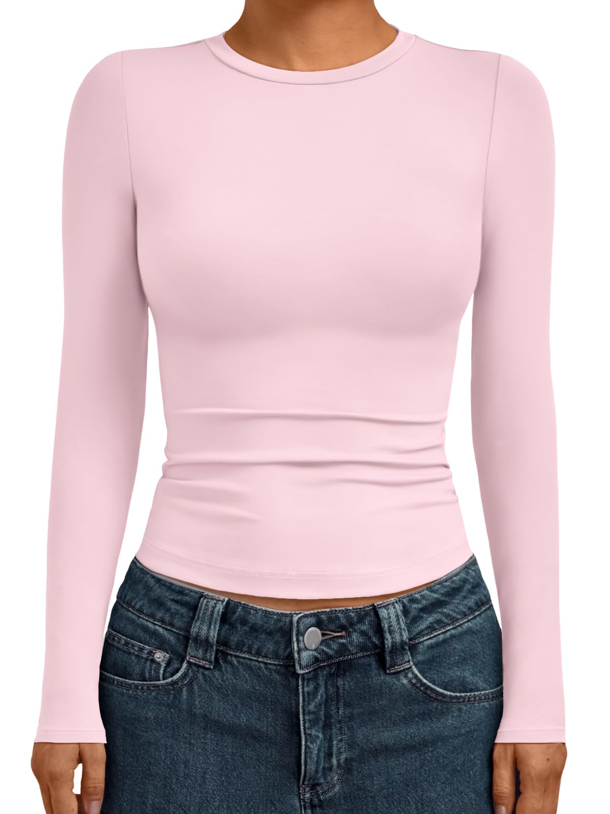 AUTOMET Womens Crew Neck Long Sleeve Shirts Compression Underscrubs Tops