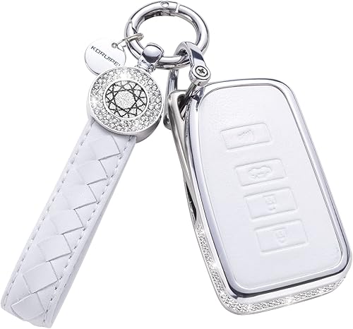 SHANGHONG Funda compatible con Lexus para llavero con llavero de cuero de cristal de protección de 360 grados funda para llave inteligente RX ES GS