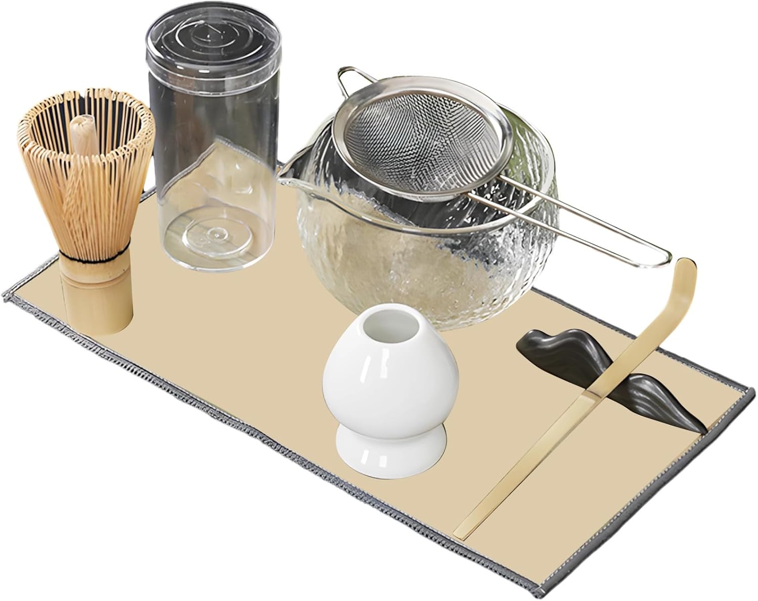 Entire Ceremonial Matcha Set, Including Whisk, Scoop, Sifter, Cloth, Bowl, 7-Piece Matcha Whisk Tea Kit, Traditional Present Choice for Daily Use Or Latte