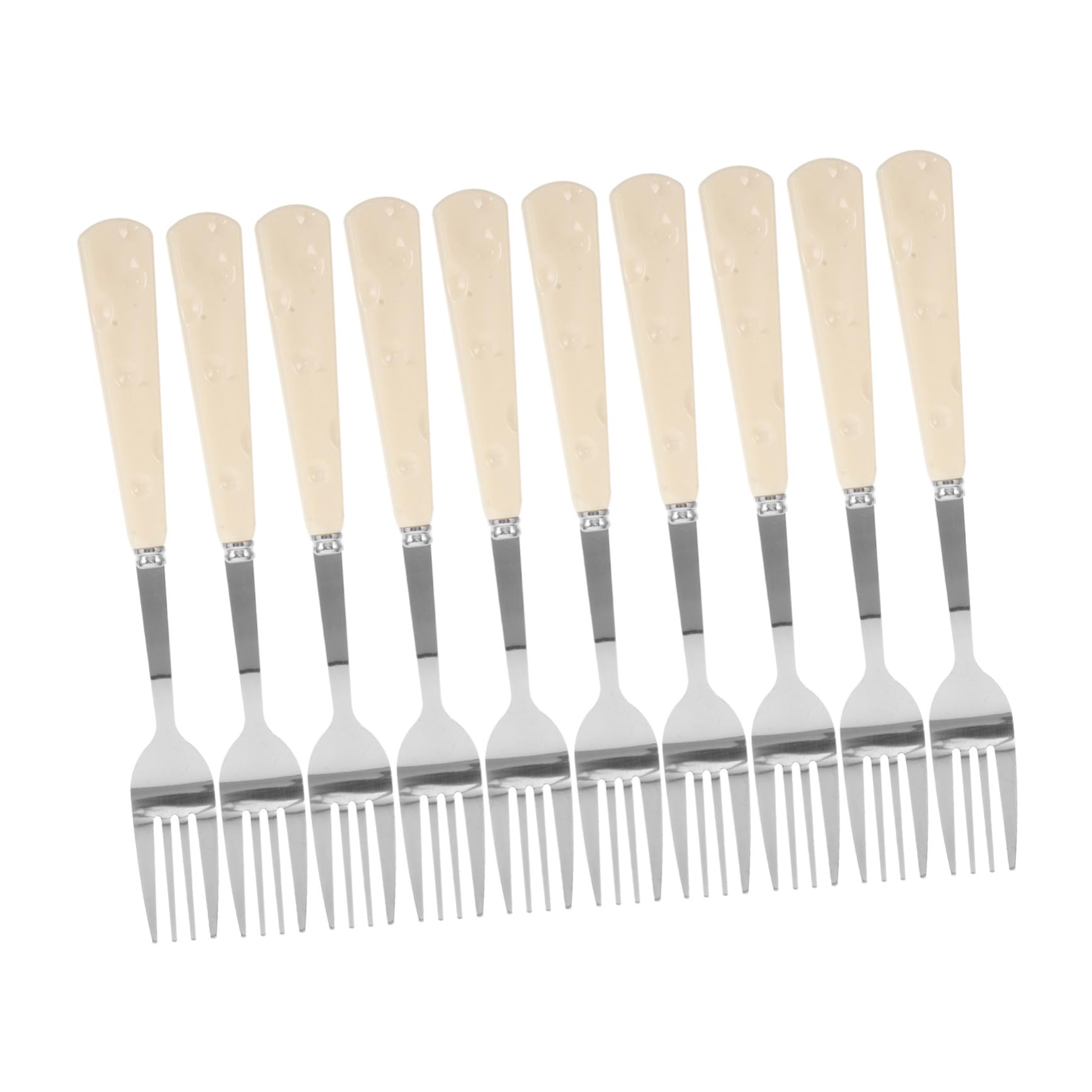 STOBAZA 10Pcs Faux Ceramic Handle Dinner Forks Stainless Steel Cake Dessert Forks Cute Elegant Tableware for Pasta Fruit Salad for Kitchen Restaurant Use