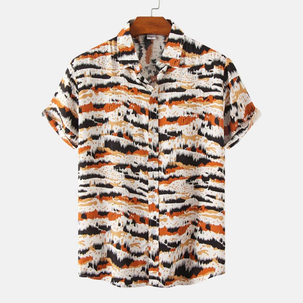 Chemises décontractées d'été boutonnées imprimé tropical - 8