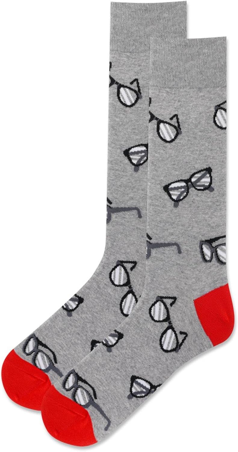 Hot Sox Men's Glasses Socks 1 Pair, Grey Heather, Men's 10-13 Shoe