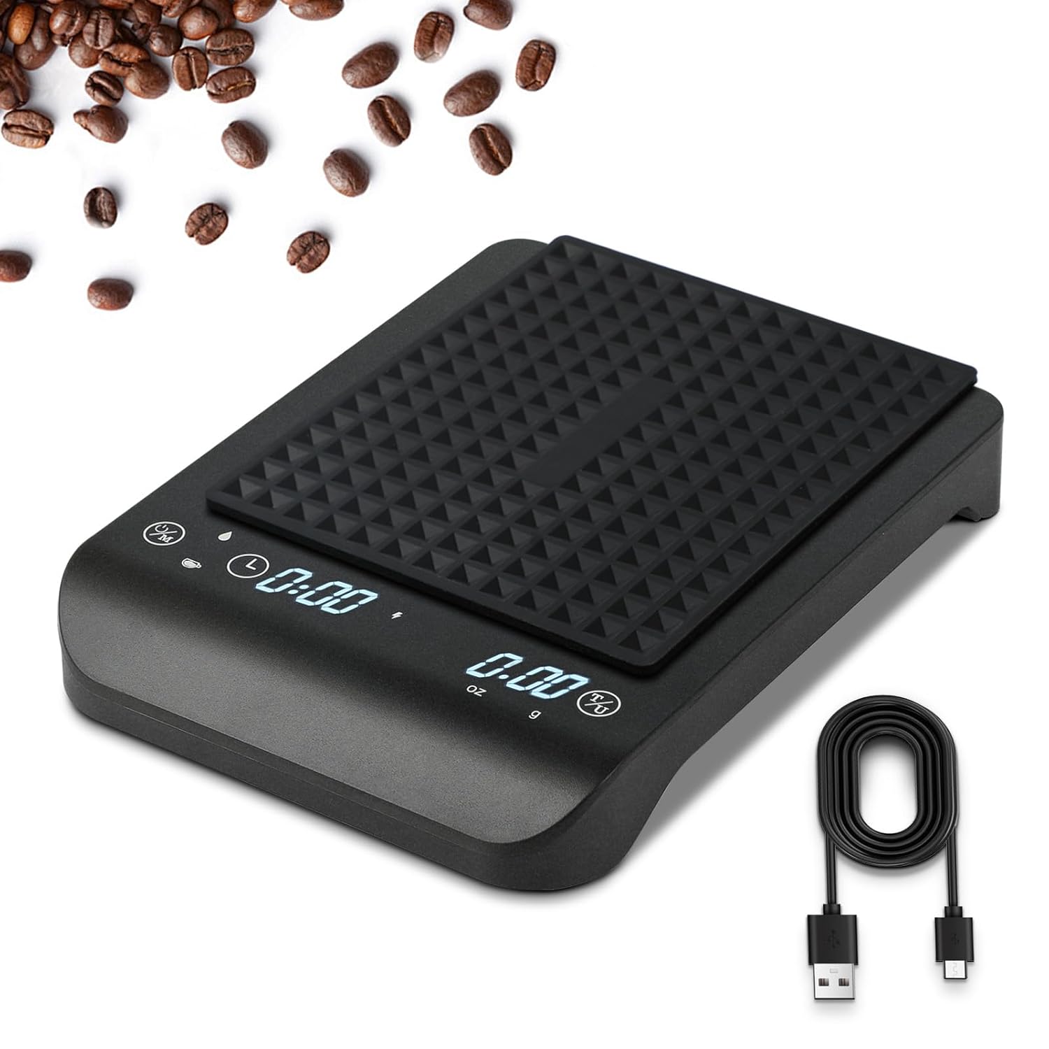 Coffee Scale with Timer,USB Rechargeable 1g/3kg High Precision Accurate Coffee Scale for Drip Espresso and Pour Over Coffee with Auto Tare,Touch Sensor and Silicone Cover (6.6 lbs/3 kg)