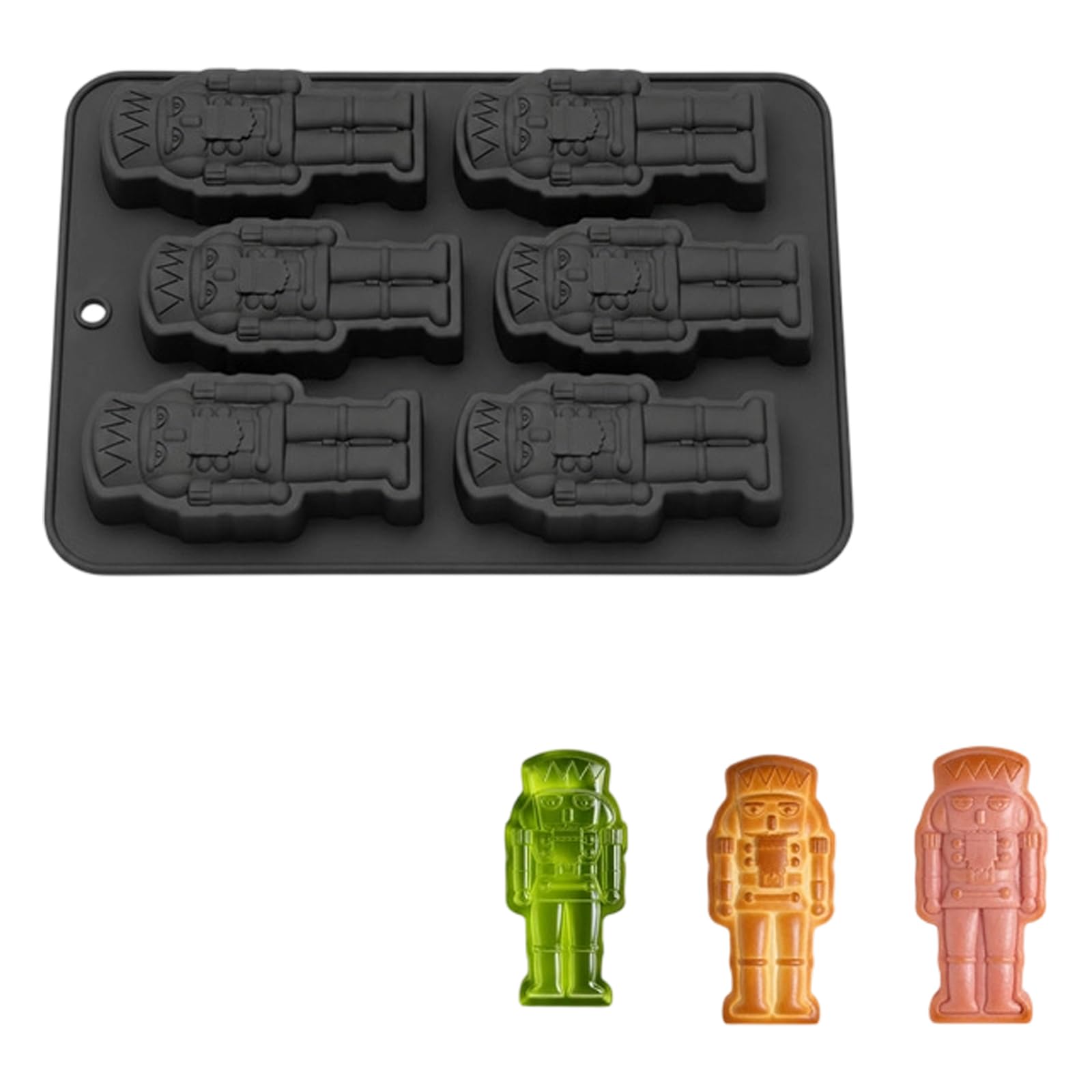 NMFLAB Nutcrackers Soldier Shape Silicone Baking Mold with 6 Cavities Perfect for Kids Party Snacks Christmas Cake Dessert Multipurpose Dessert Molds