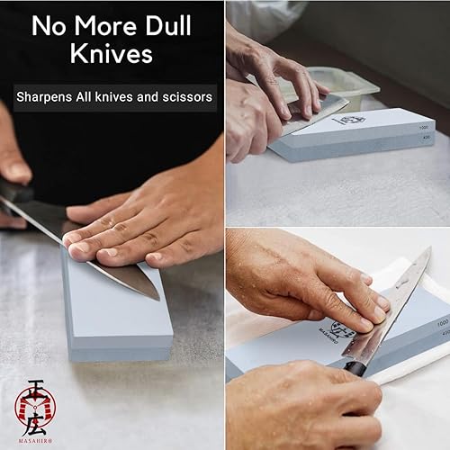 Miniatura 5 de Handmade Sword - Piedra de afilar Masahiro de doble cara, áspera400, media1000, fina3000, 2 piezas de piedra de afilar espadas