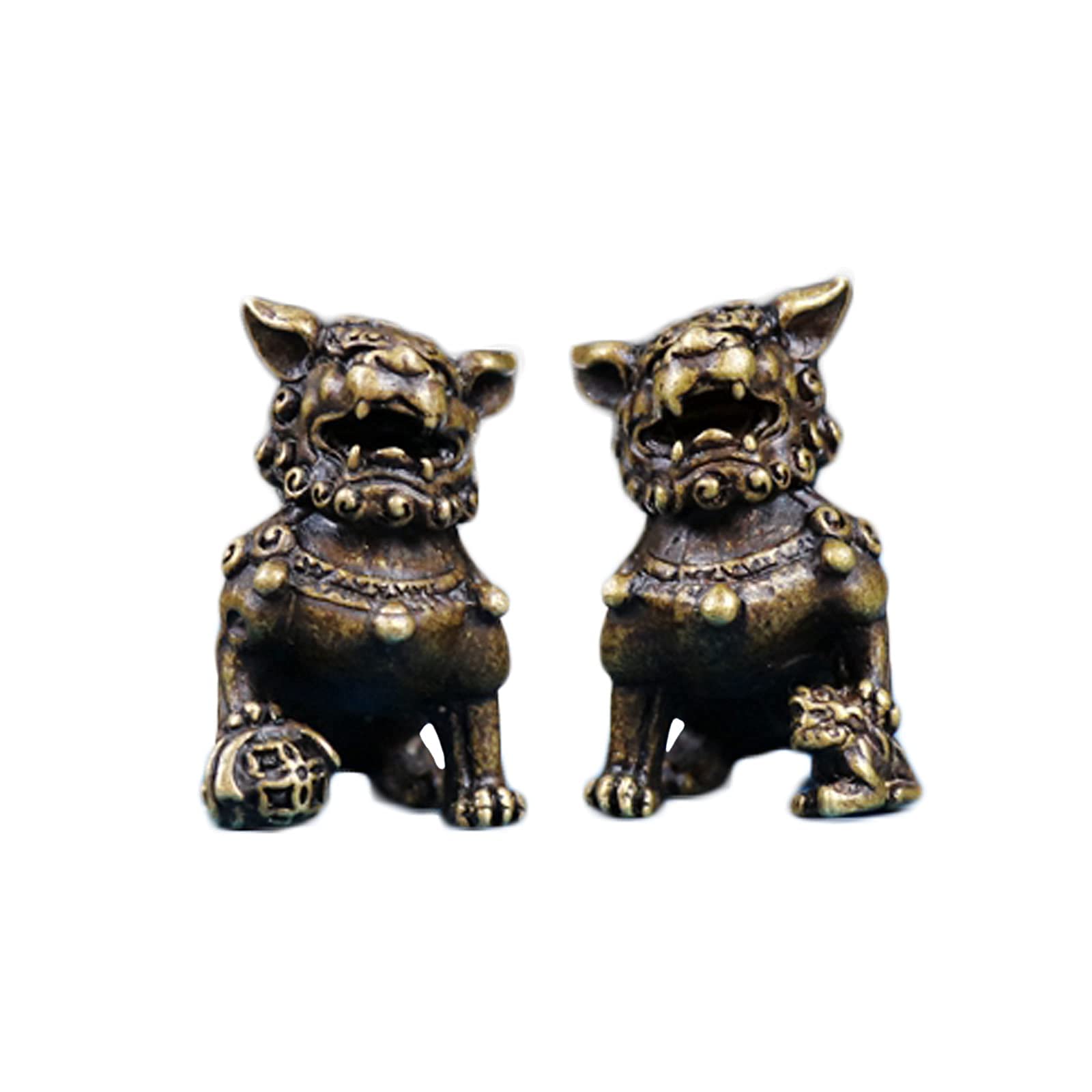 Statues de Lions Gardiens Feng Shui : Paire d'Art Décoratif Fu Foo Chiens de Haute Qualité