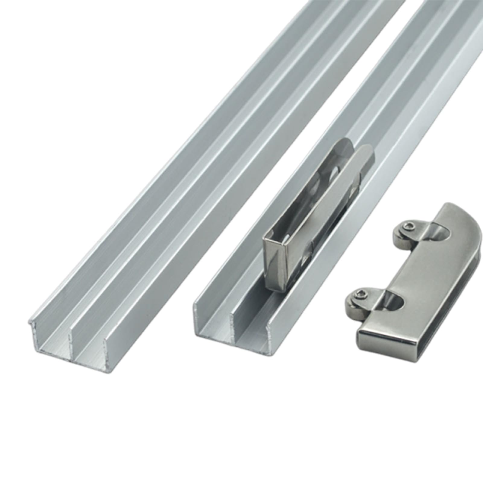 Kit de herrajes para puertas correderas para armarios y armarios, a prueba de óxido, rodillos silenciosos, 3-5 mm de grosor, fácil instalación
