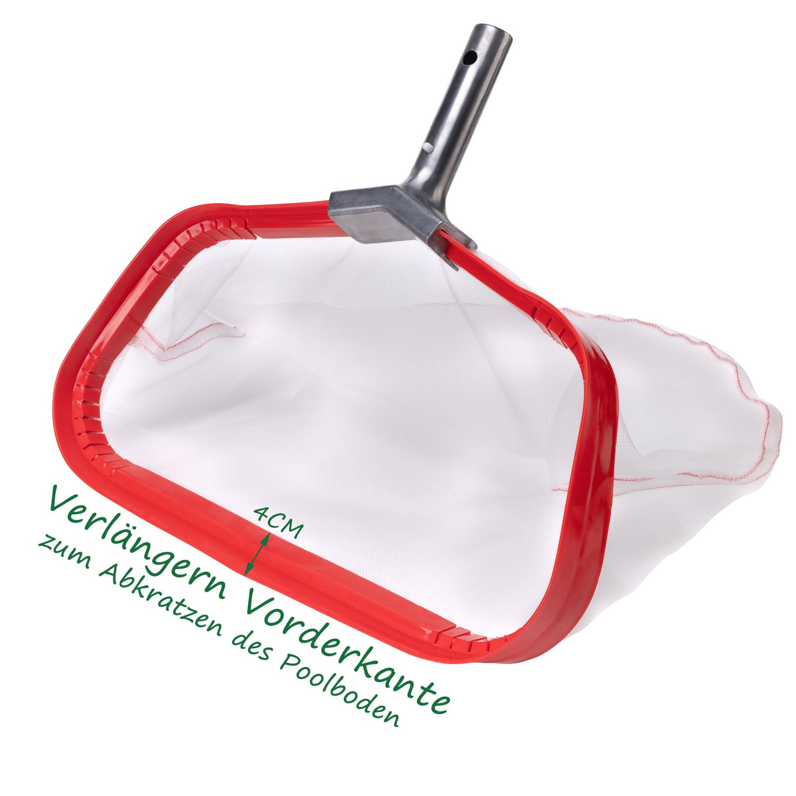 Professionelles Pool Kescher, Schwerlast Laub Käscher mit Aluminium Rahmen, Reißfest Nylon Netztasche für Reinigung Teich Zweige Nasse Blätter, Pool Rake Skimmer Net