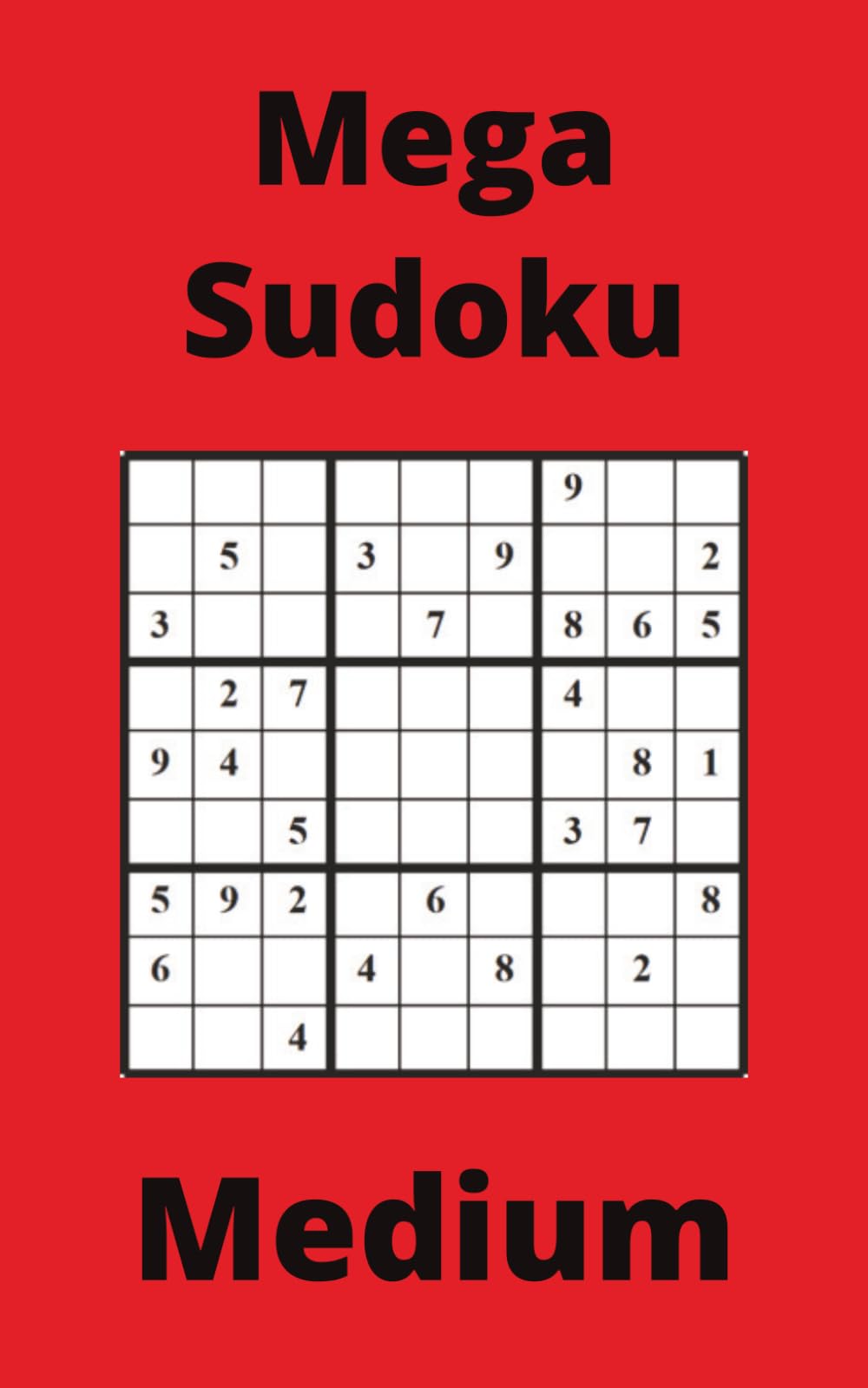 Red Mega Sudoku Book, 9x9 Puzzles, 50 Pages, 5x8, Medium