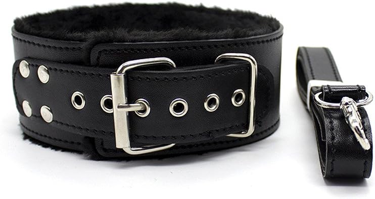 Neck Collar Leather,Soft Plush Fur Collar Neck Collar Choker with Chain Leash Adjustable Necklace for Couples