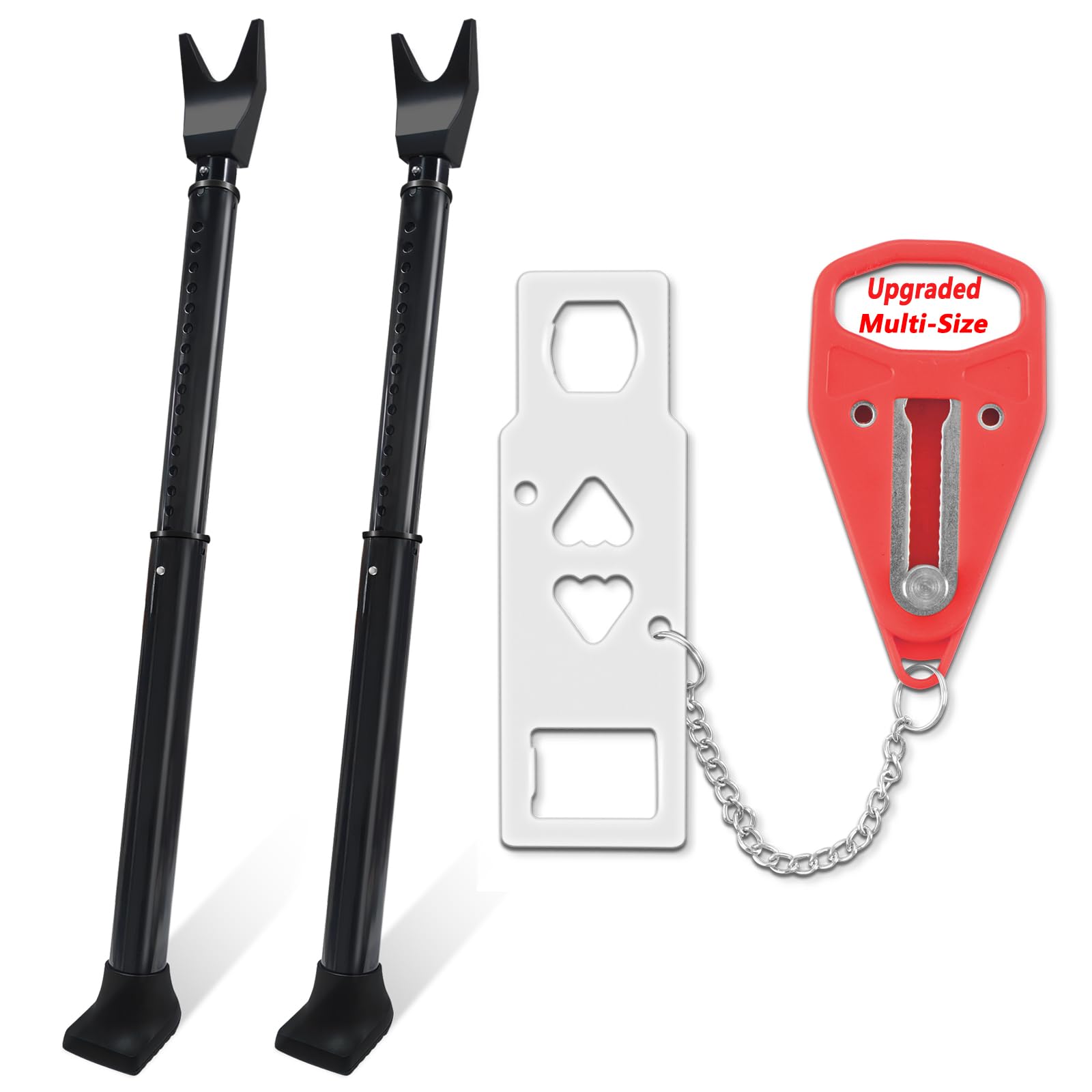 AceMining 2 Pack Upgraded Door Security Bar & 1 Pack Portable Door Lock Home Security Door Lock Travel Lockdown Locks for Additional Safety and Privacy
