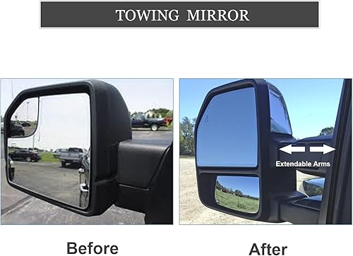 Miniatura 8 de ReYee Espejos de remolque aptos para Ford F250 F350 F450 F550 Super Duty 2017 2018 2019 2020 con luz de señal de giro calentada ajustable con sensor