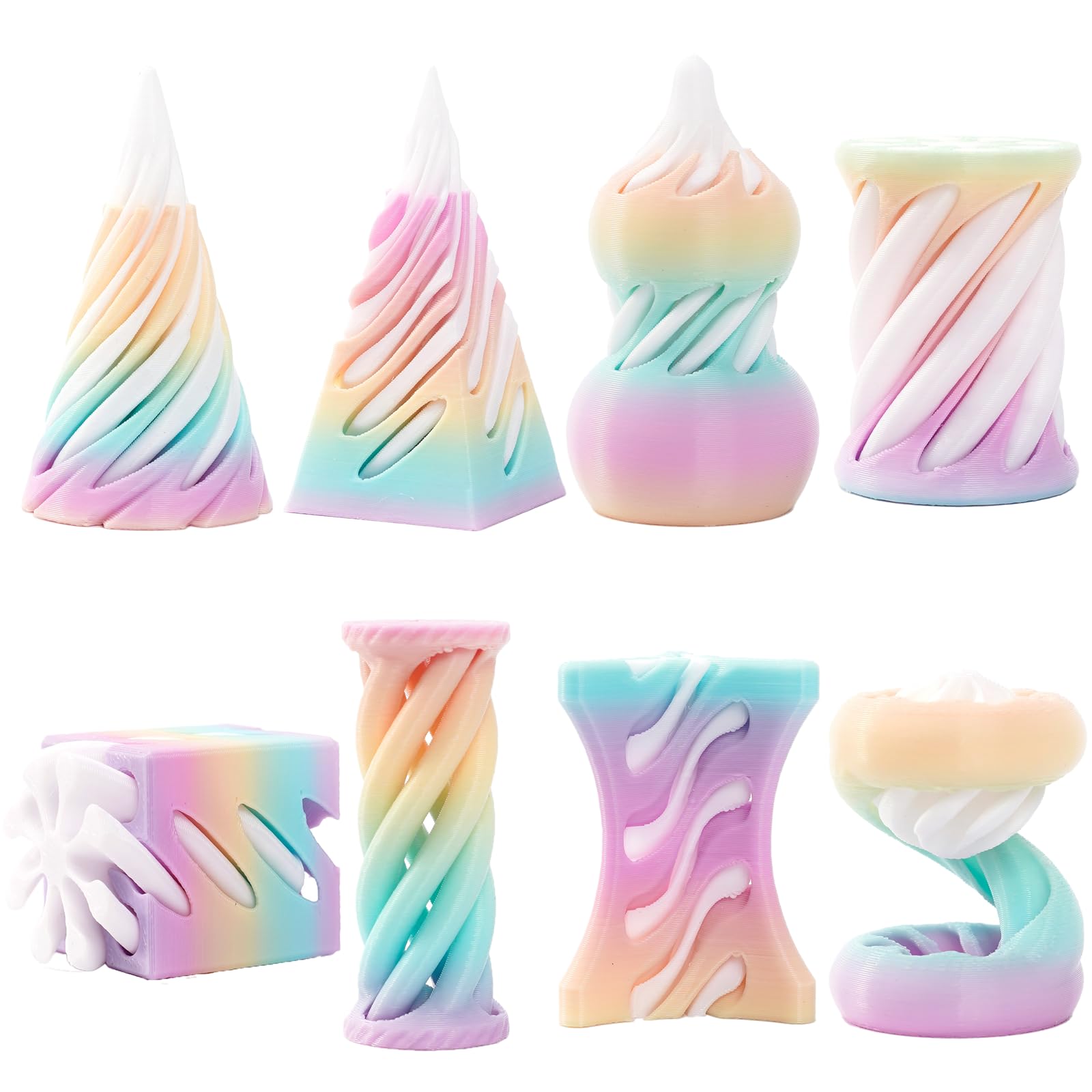 8 Pack Spiral Cone Fidget Toy 3D Printed Sensory Toys for Adults Kids Impossible Spiral Stress Reducer Anxiety Relief Mini Office Desk Decor Gift (color B)