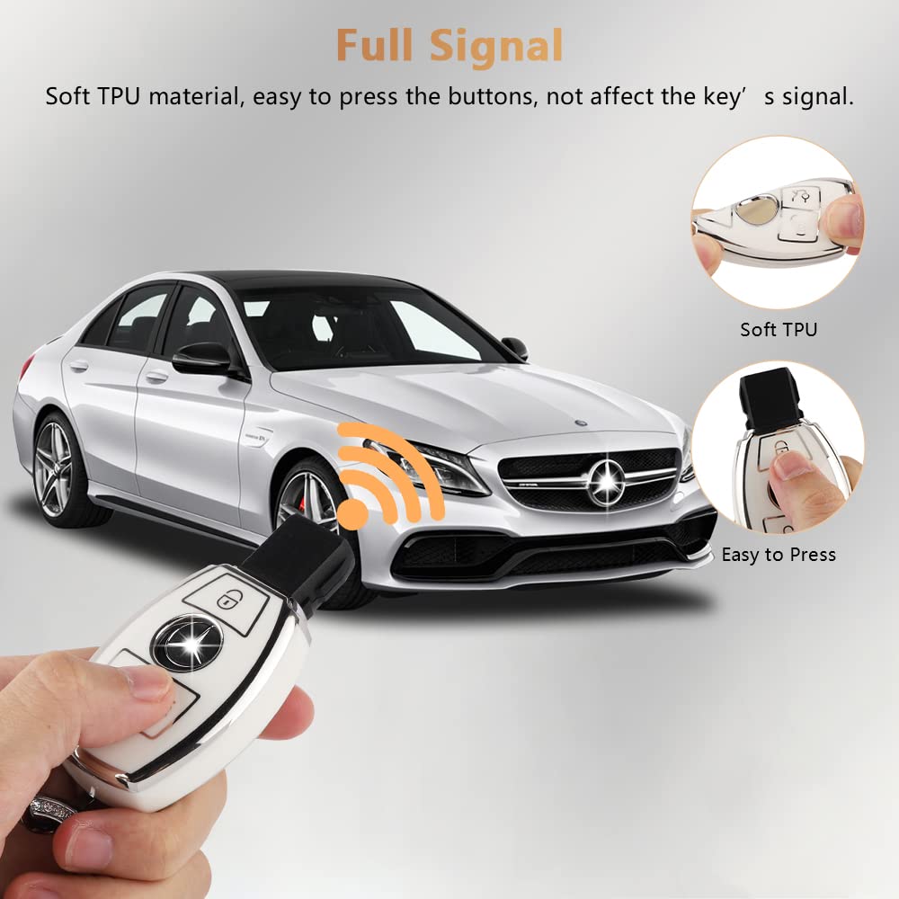 HSGSIS For Mercedes Key Fob Cover, 3 Buttons TPU Key Fob Protector With Key Chain, Compatible - View #5