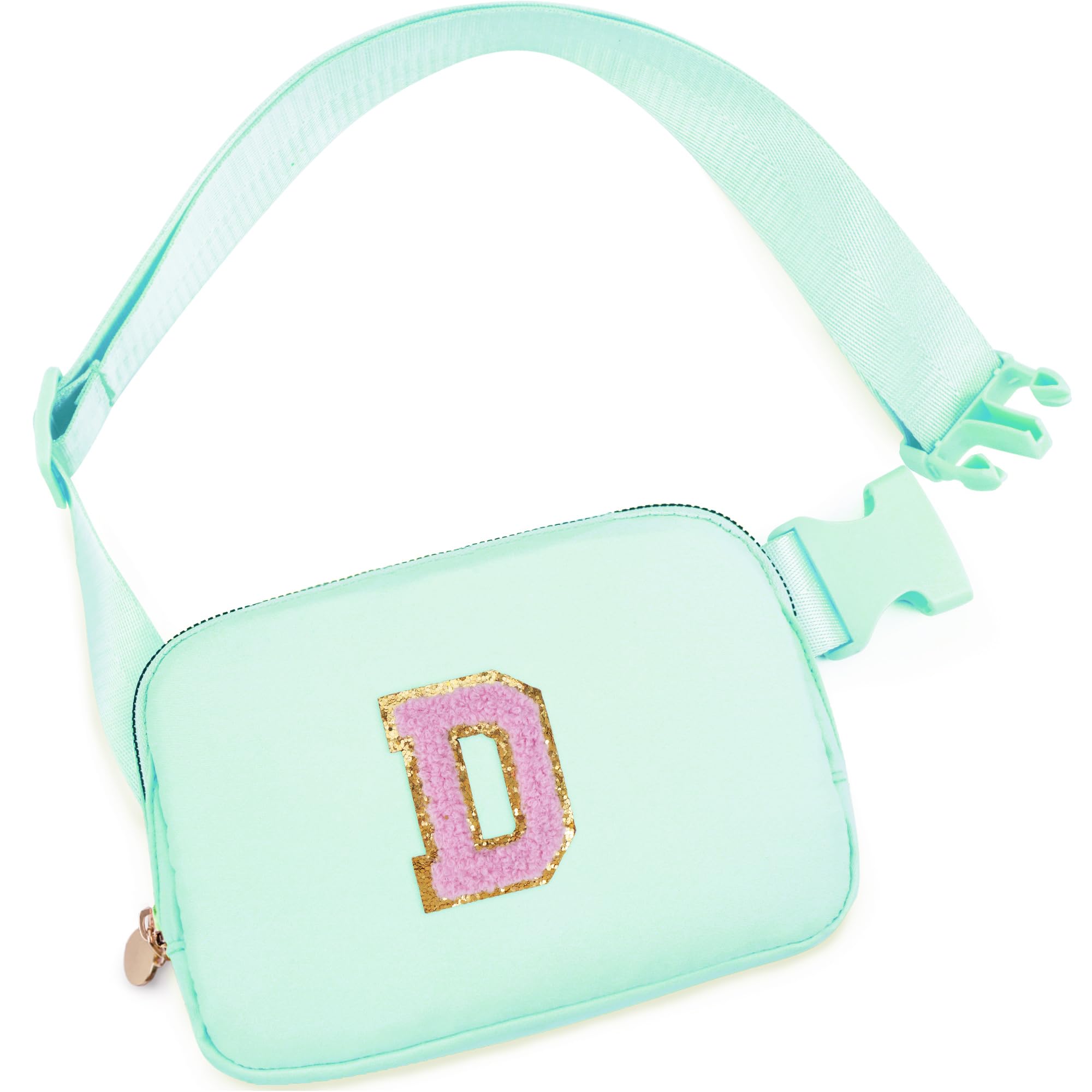Uygafly Belt Bag Fanny Pack Crossbody Bags with Initials Letter Patch Cute Stuff Birthday Gifts for Teenager Girls Trendy Stuff for Teens | D,Light