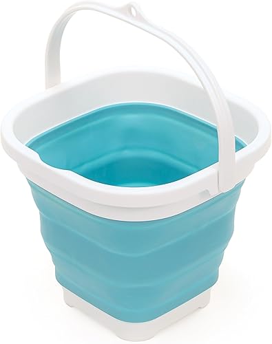 SAMMART Cubo de plástico plegable súper mini cuadrado de 2.6 L (0.68 galones), bañera cuadrada plegable, cubo de agua portátil para pesca, maceta de