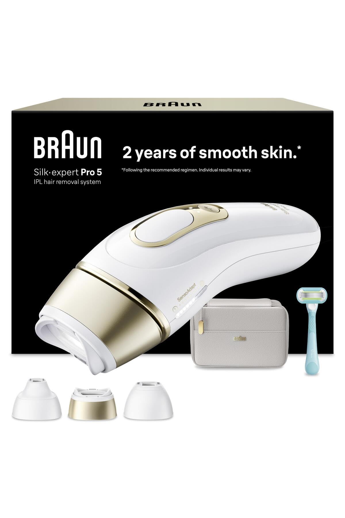 Braun IPL Silk·expert Pro 5, Evde Lazerle Tüy Alma, Çanta, 3 Başlık, PL5351